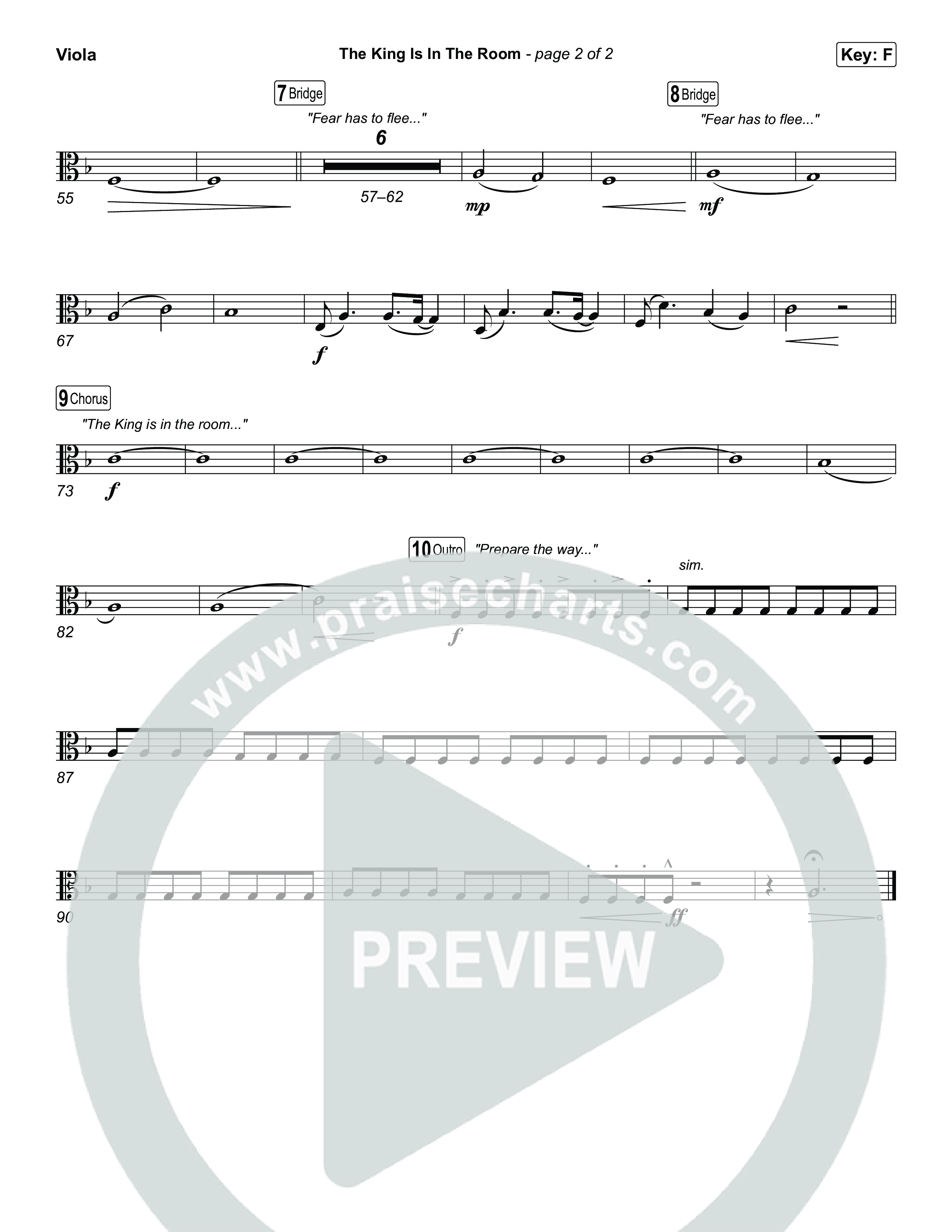 The King Is In The Room (Choral/SATB) Viola (Travis Cottrell / Arr. Mason Brown)