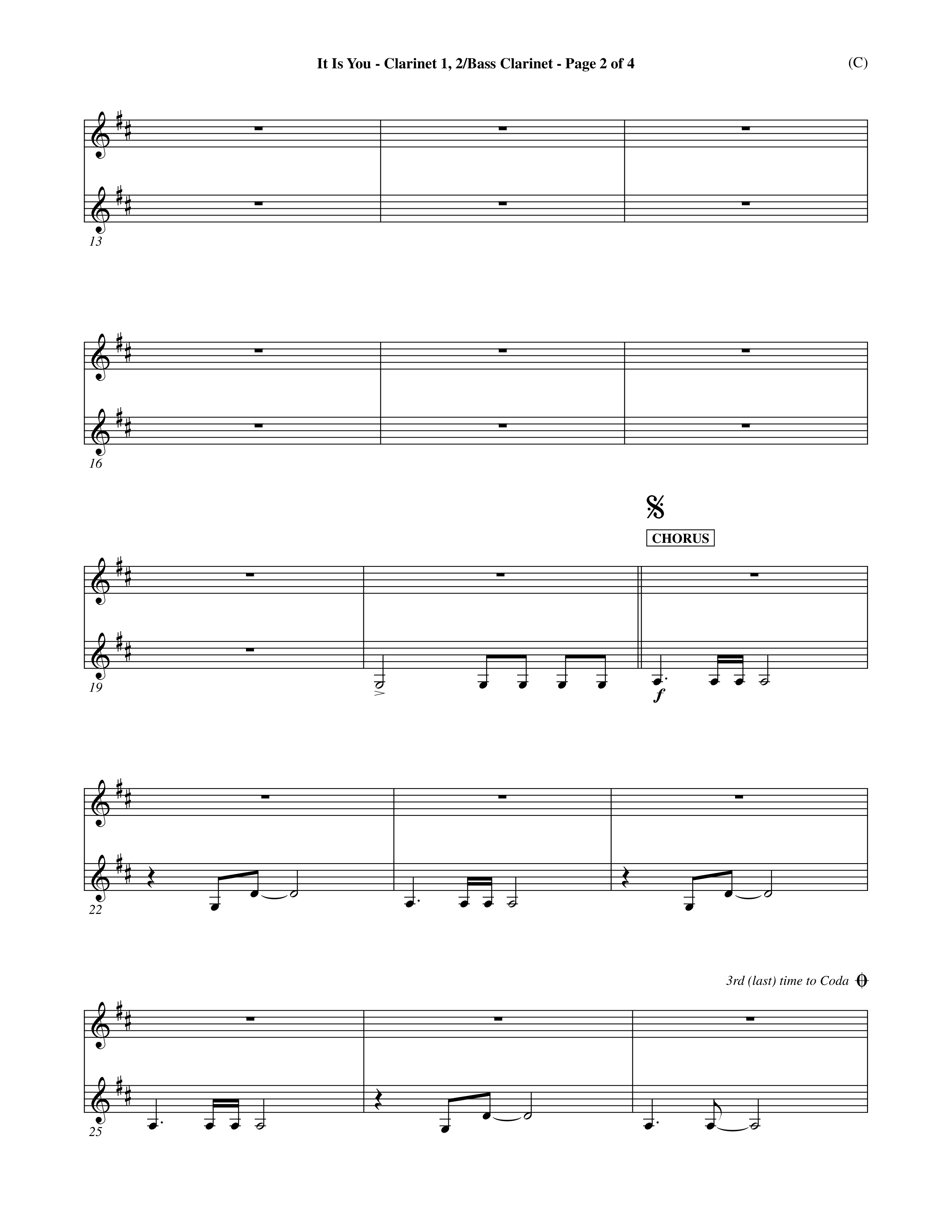 It Is You (Choral Anthem SATB) Clarinet 1/2, Bass Clarinet (Word Music Choral / Orch. Dave Williamson)