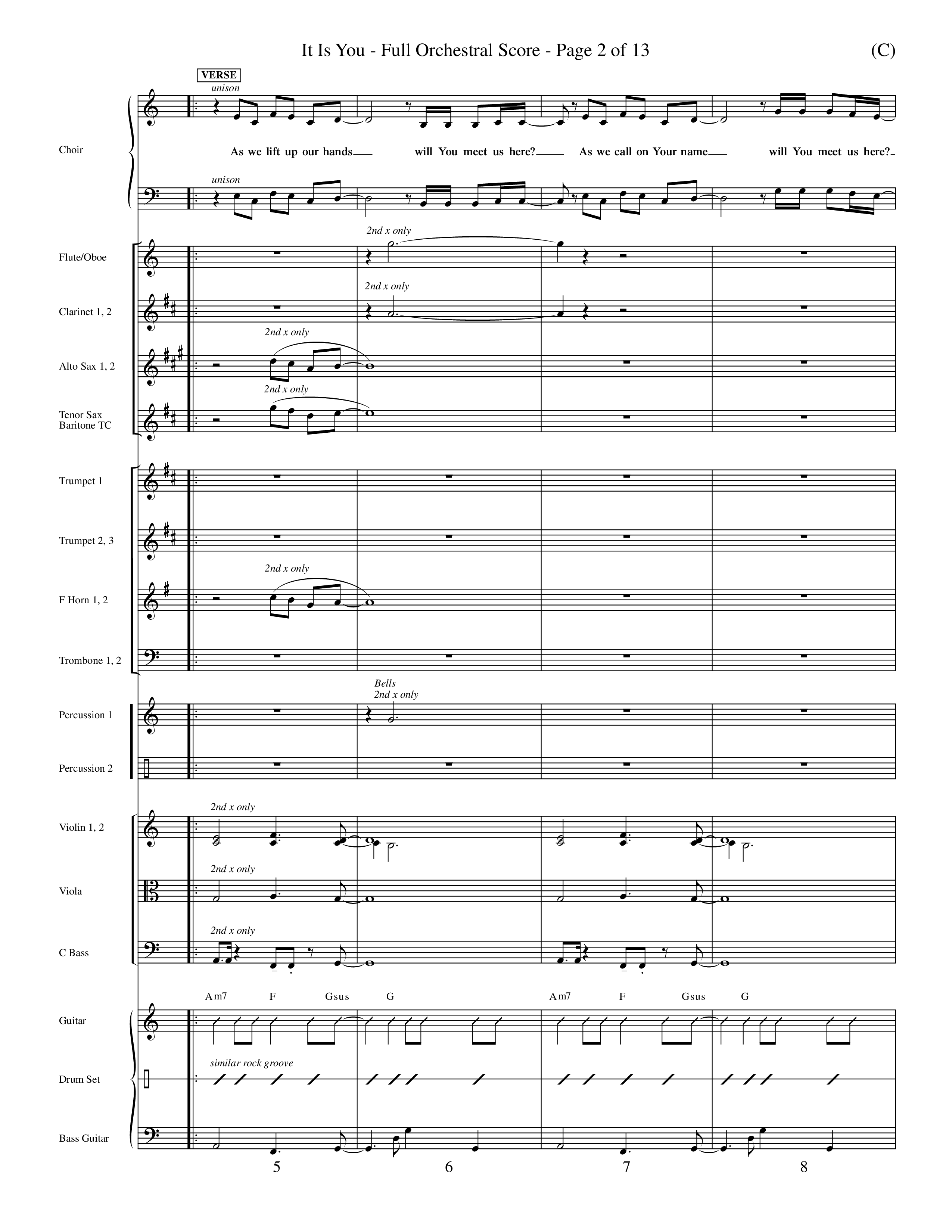 It Is You (Choral Anthem SATB) Orchestration (Word Music Choral / Orch. Dave Williamson)