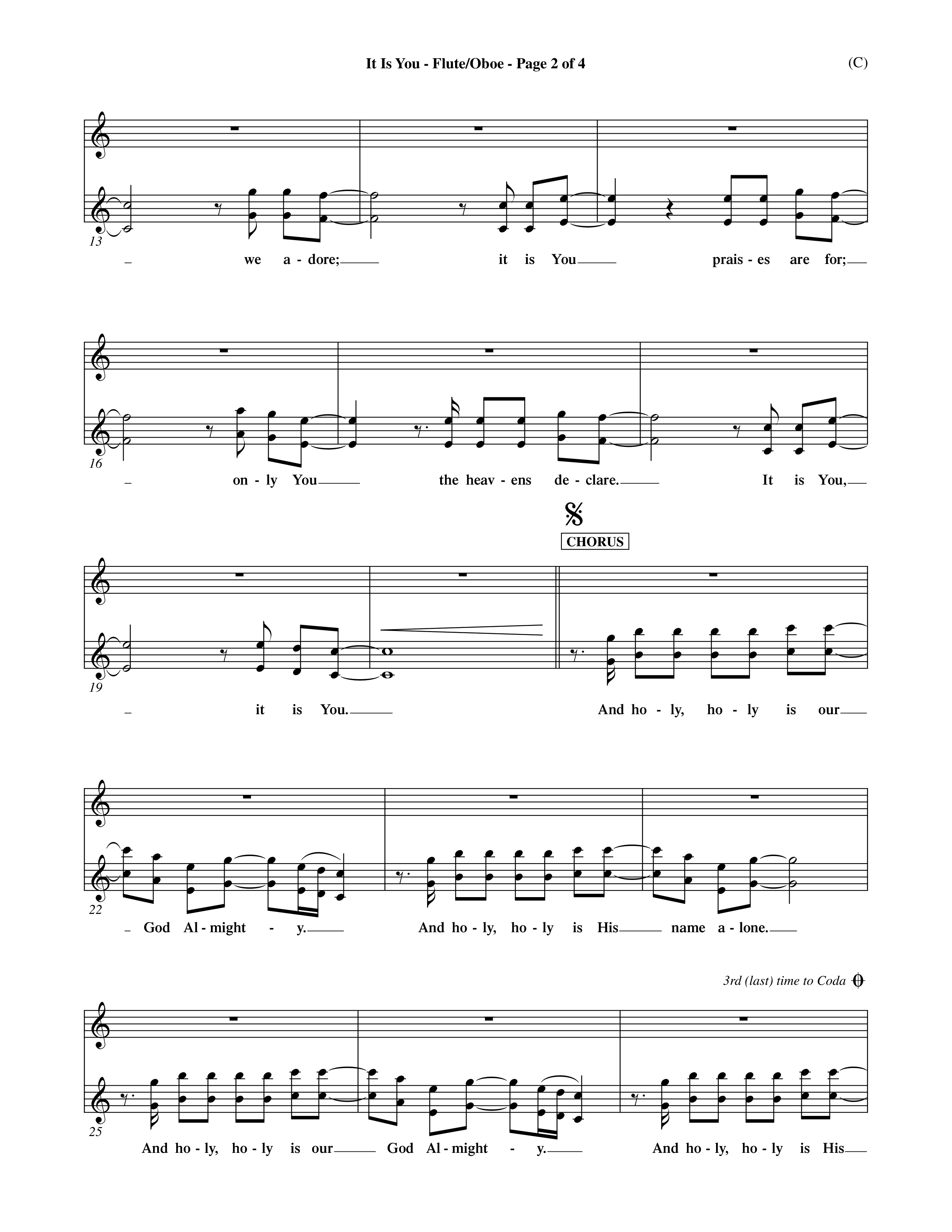 It Is You (Choral Anthem SATB) Flute/Oboe (Word Music Choral / Orch. Dave Williamson)