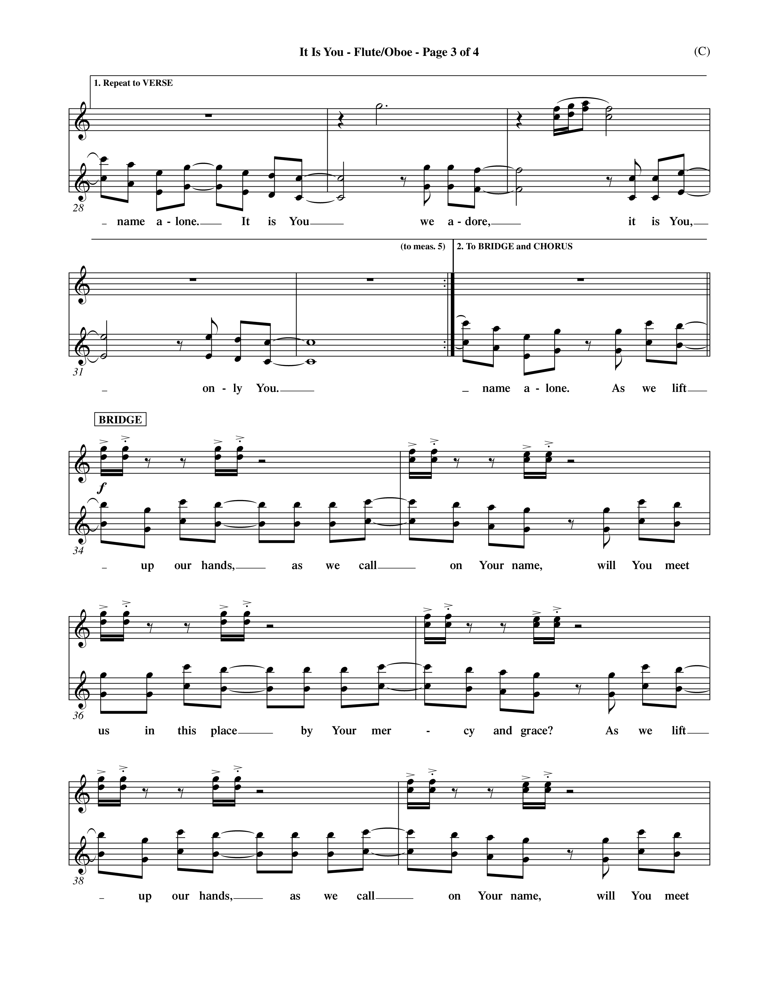 It Is You (Choral Anthem SATB) Flute/Oboe (Word Music Choral / Orch. Dave Williamson)
