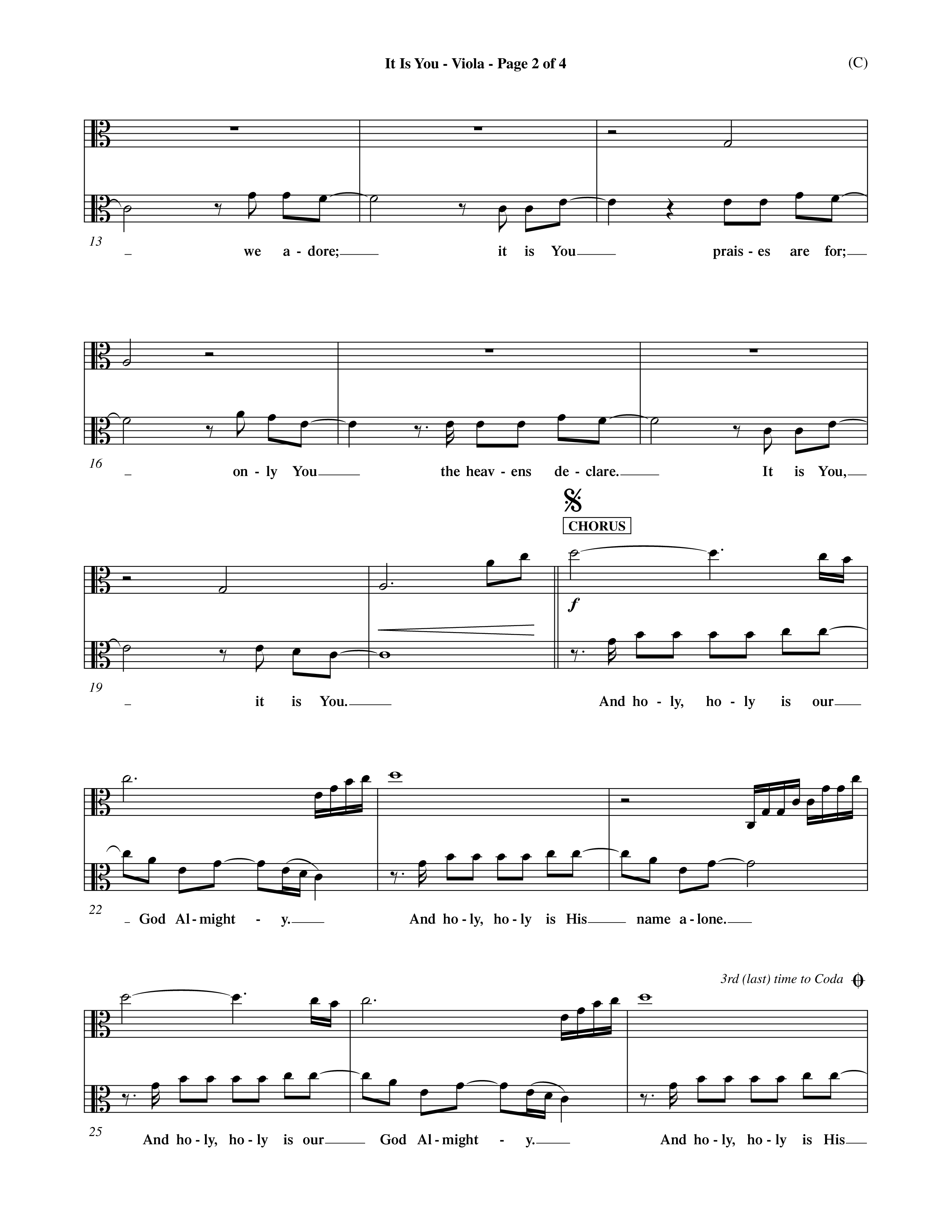 It Is You (Choral Anthem SATB) Viola (Word Music Choral / Orch. Dave Williamson)