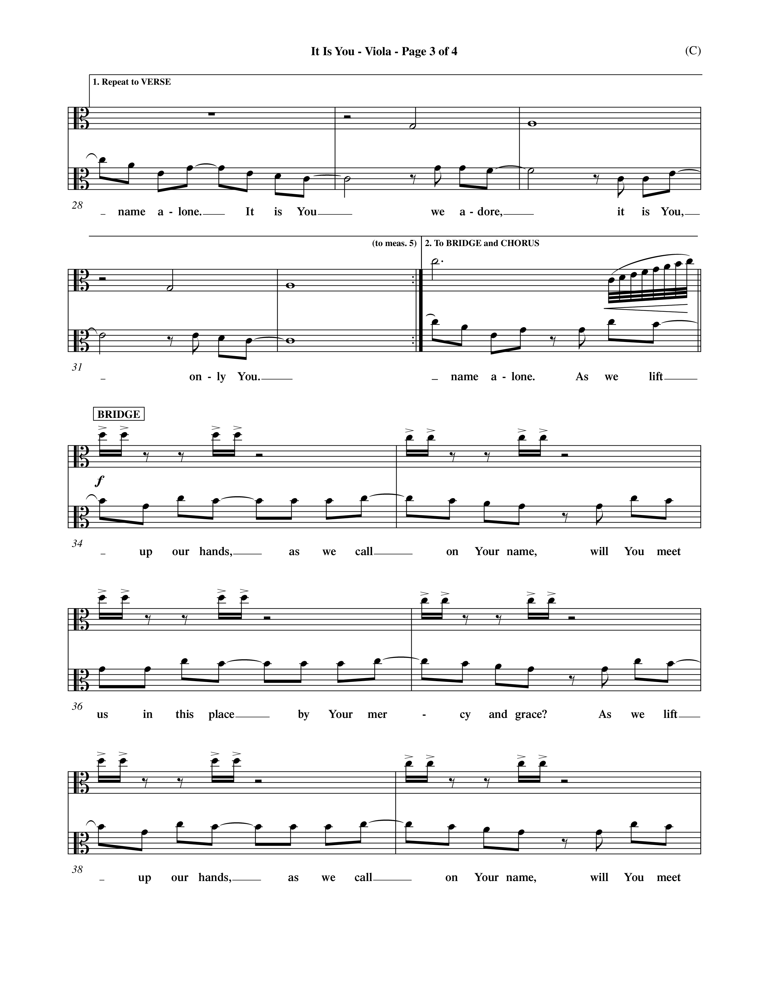 It Is You (Choral Anthem SATB) Viola (Word Music Choral / Orch. Dave Williamson)