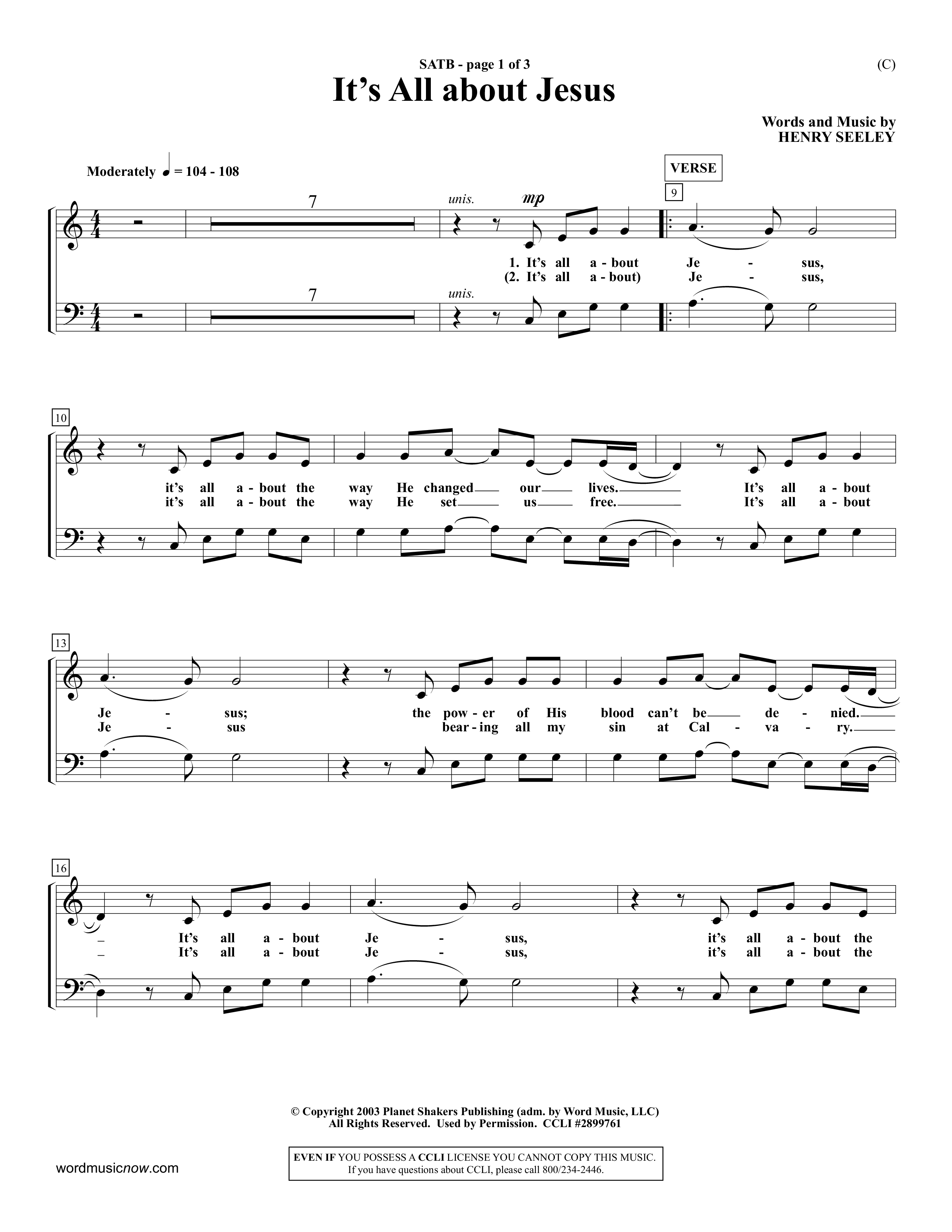 It's All About Jesus (Choral Anthem SATB) Choir Sheet (SATB) (Word Music Choral / Orch. David Winkler)