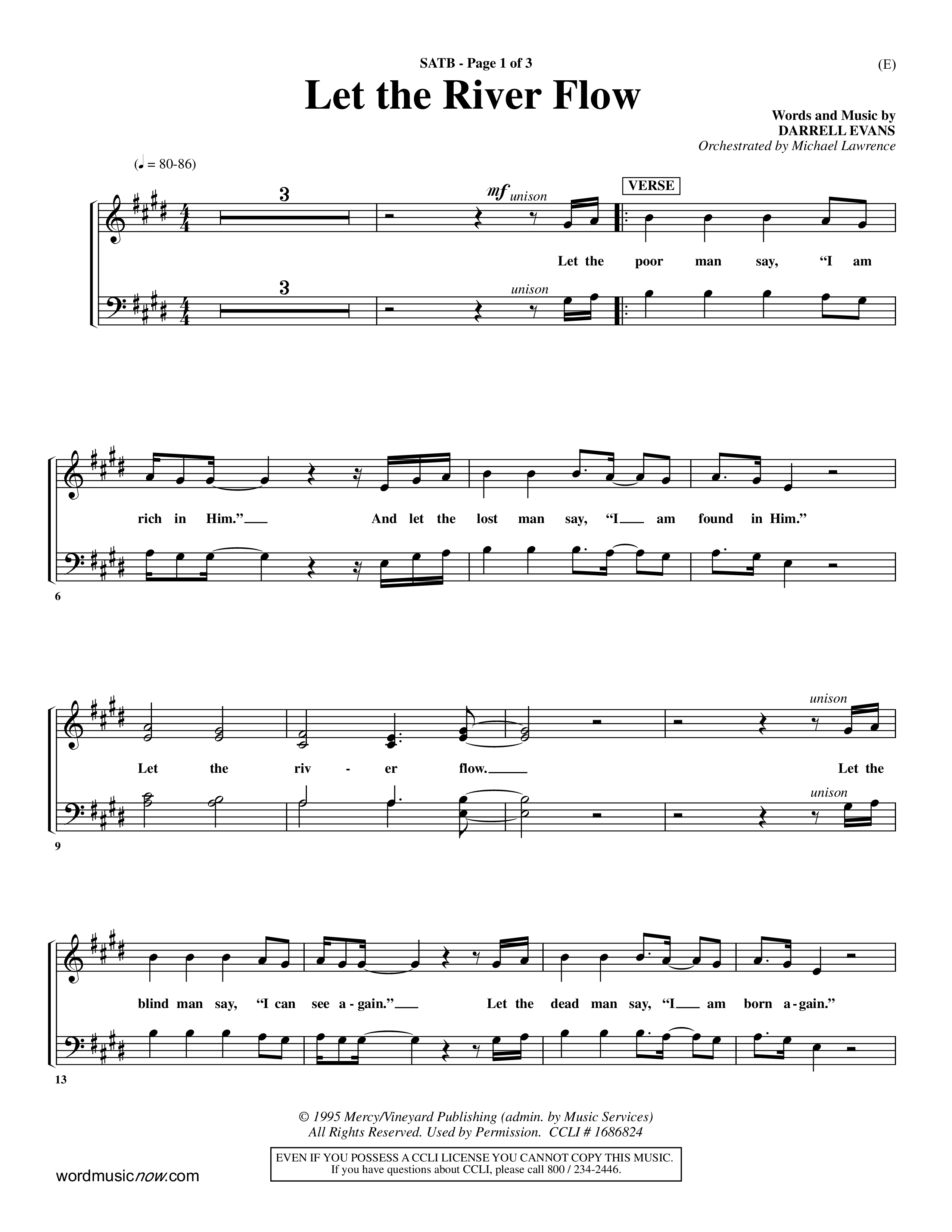 Let The River Flow (Choral Anthem SATB) Choir Sheet (SATB) (Word Music Choral / Orch. Michael Lawrence)