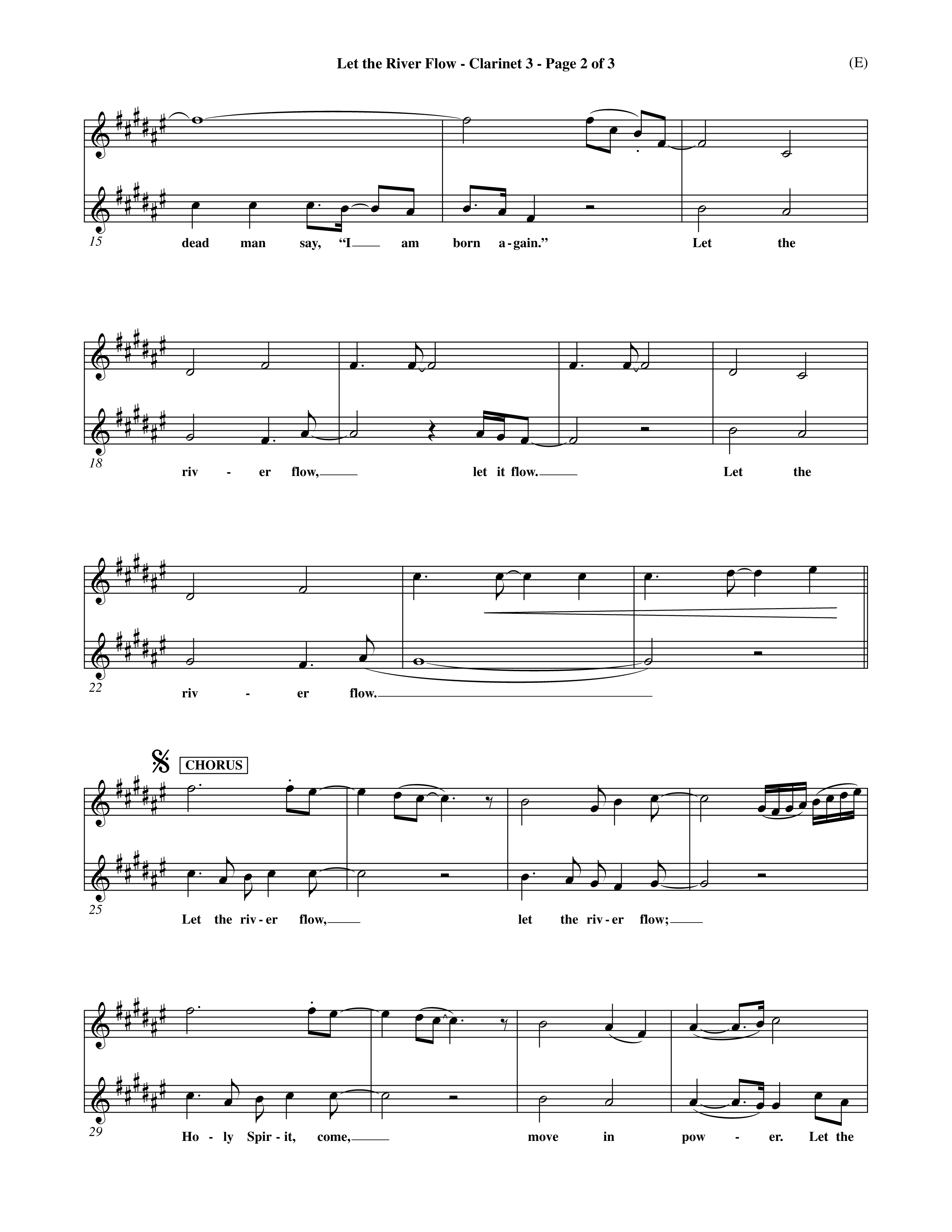 Let The River Flow (Choral Anthem SATB) Clarinet 3 (Word Music Choral / Orch. Michael Lawrence)