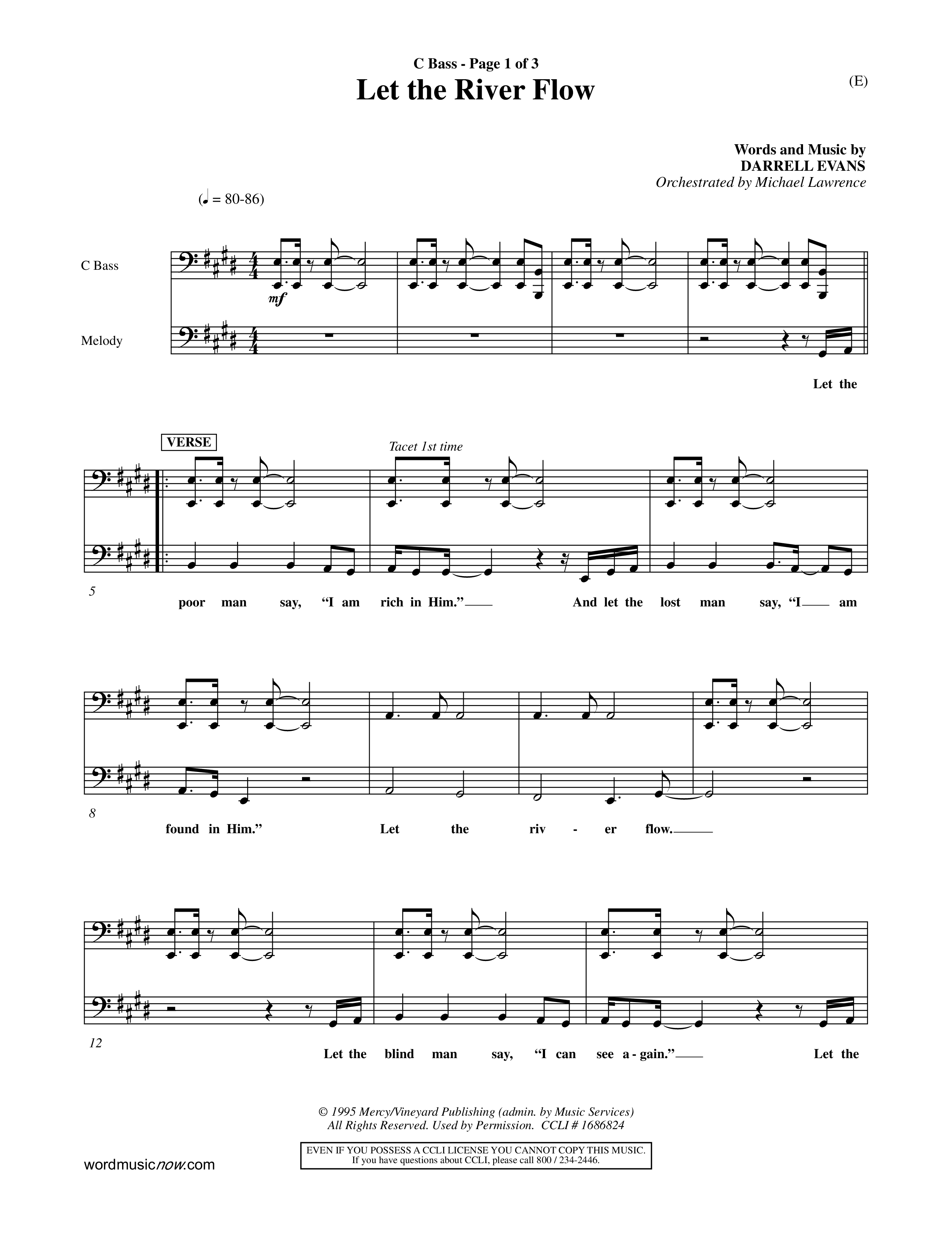 Let The River Flow (Choral Anthem SATB) Contrabass (Word Music Choral / Orch. Michael Lawrence)