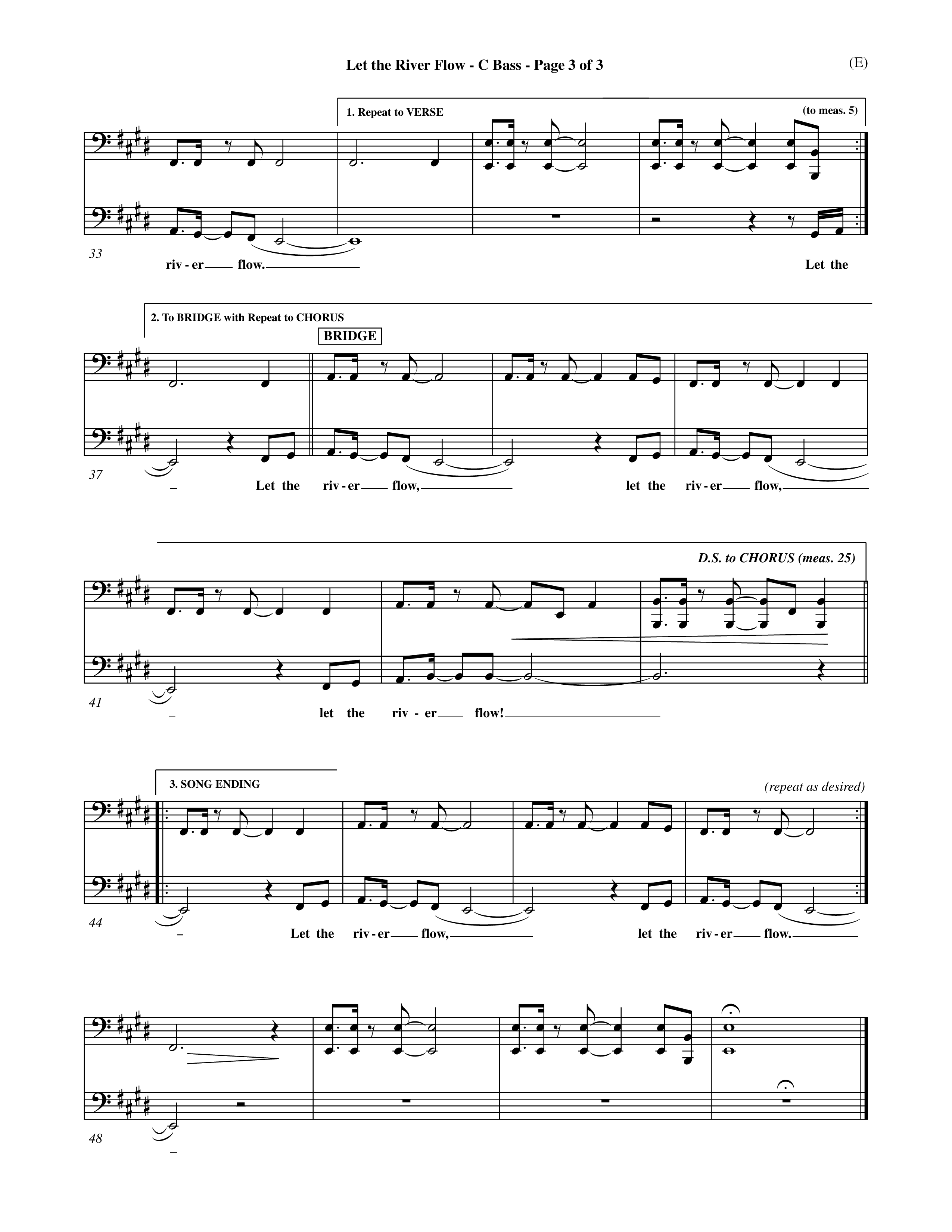 Let The River Flow (Choral Anthem SATB) Contrabass (Word Music Choral / Orch. Michael Lawrence)