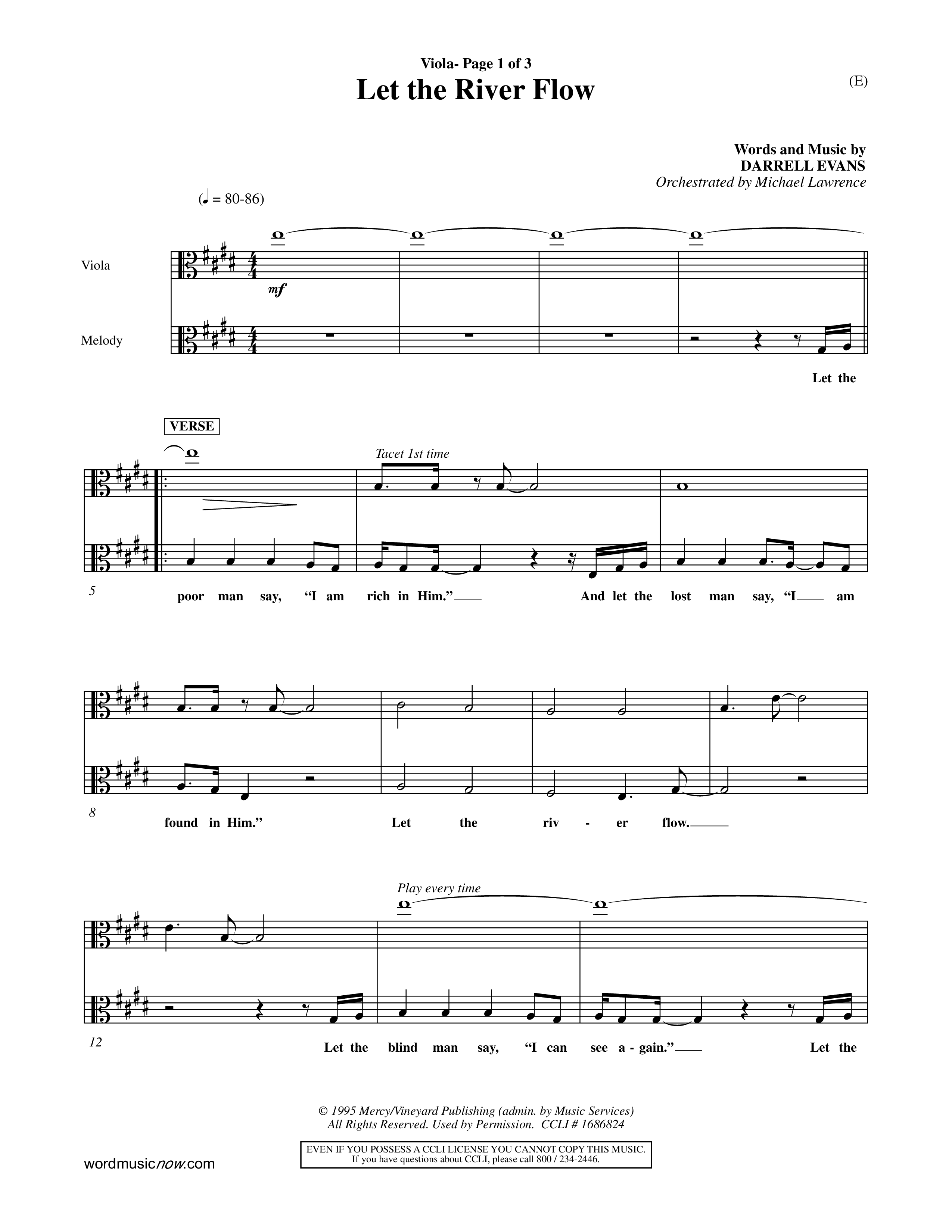 Let The River Flow (Choral Anthem SATB) Viola (Word Music Choral / Orch. Michael Lawrence)