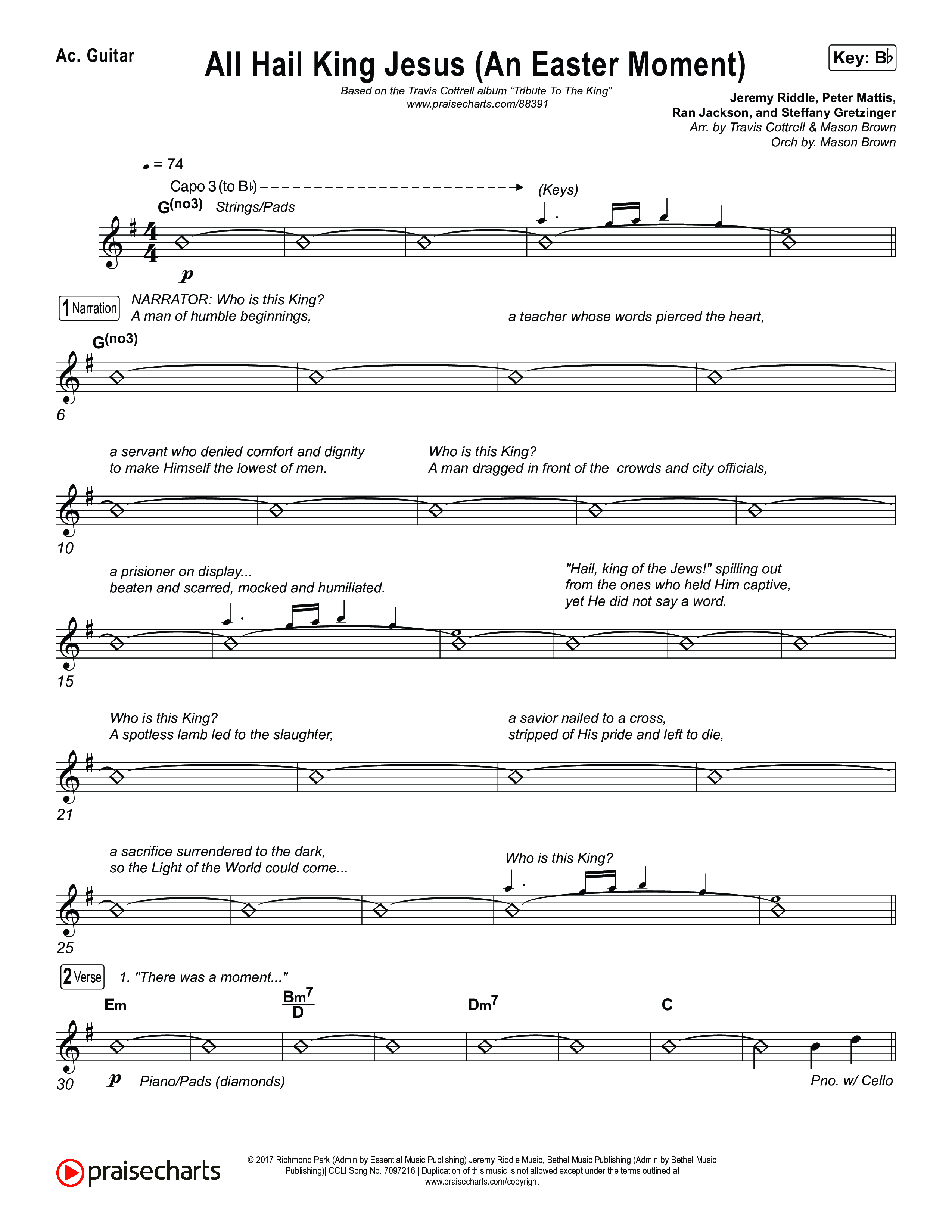 All Hail King Jesus (An Easter Moment) (Choral/SATB) Acoustic Guitar (Travis Cottrell / Arr. Mason Brown)