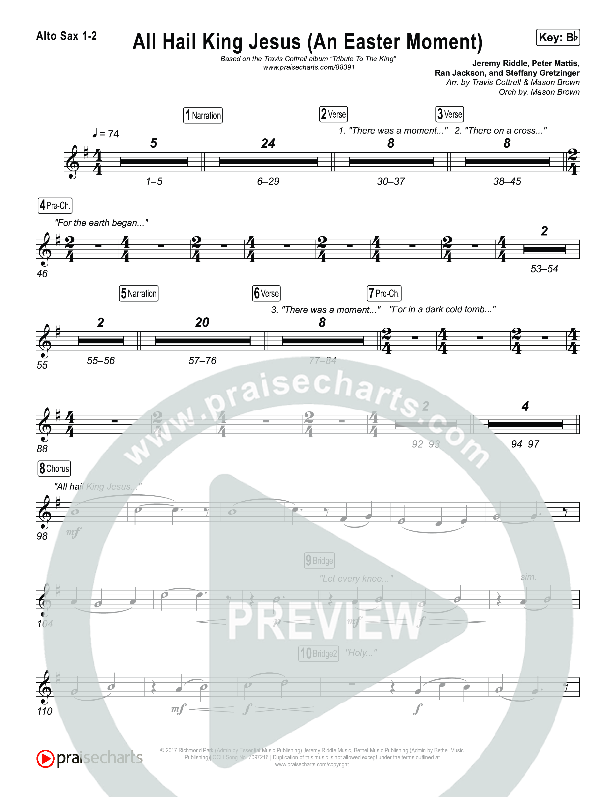 All Hail King Jesus (An Easter Moment) (Choral/SATB) Alto Sax 1,2 (Travis Cottrell / Arr. Mason Brown)