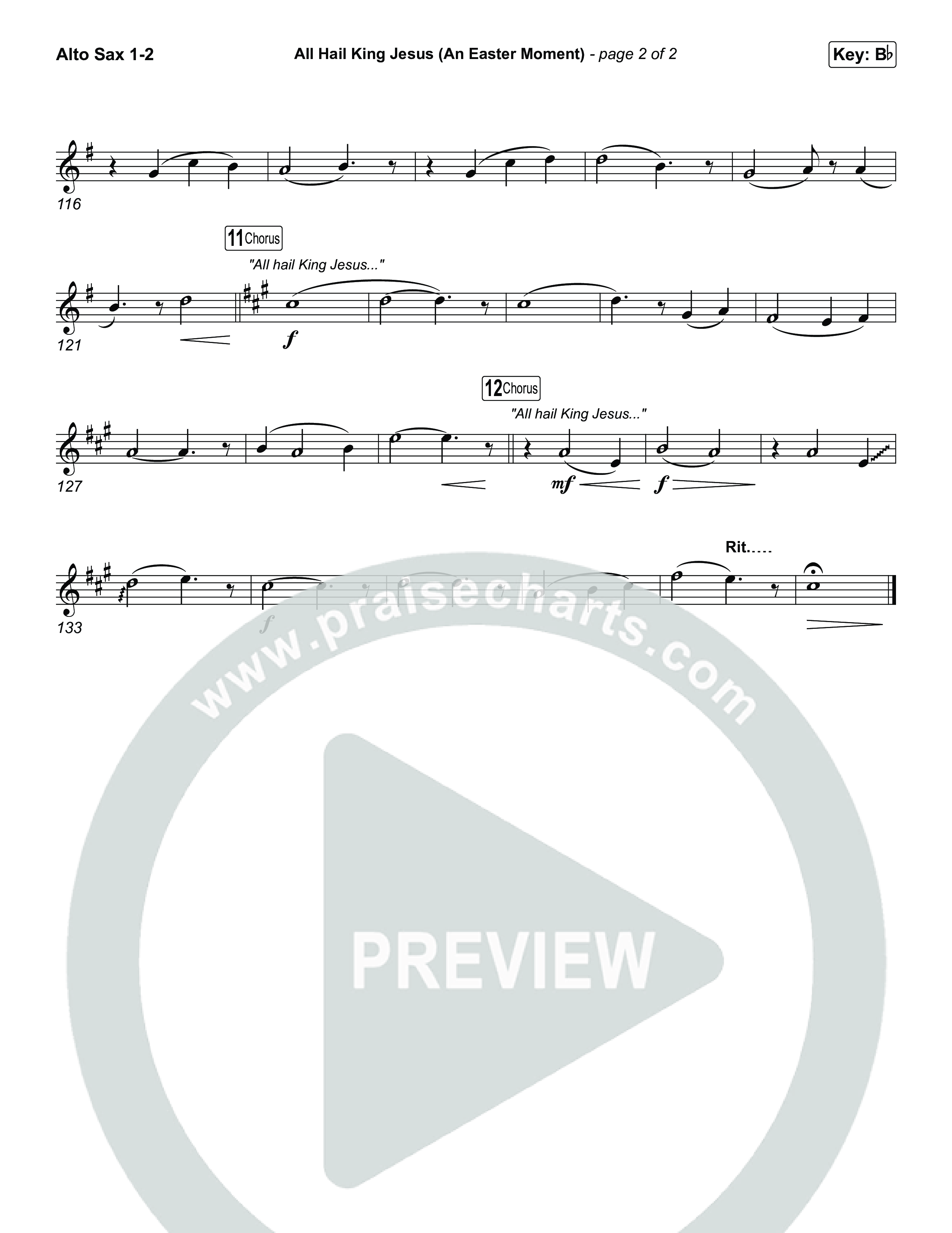 All Hail King Jesus (An Easter Moment) (Choral/SATB) Alto Sax 1,2 (Travis Cottrell / Arr. Mason Brown)