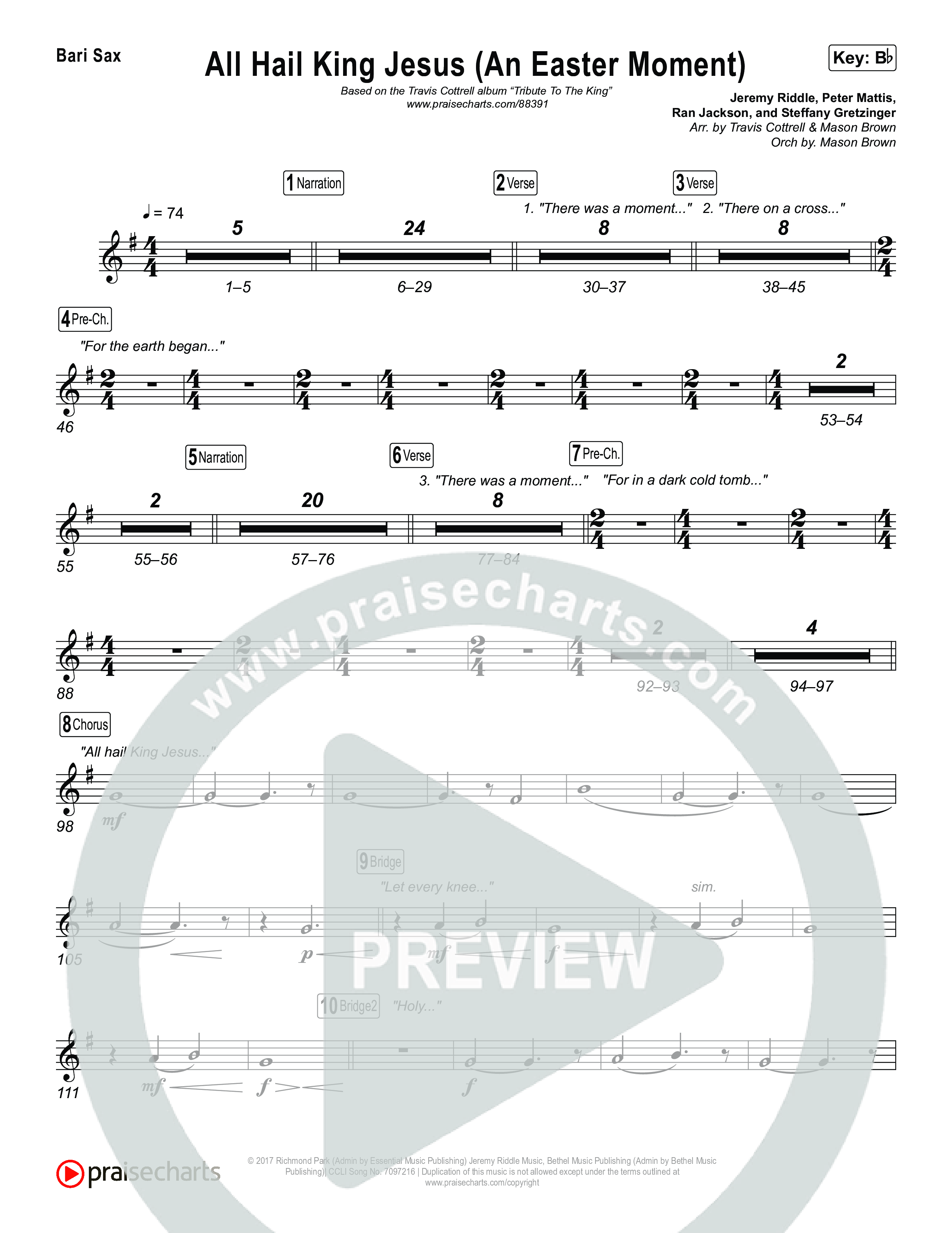All Hail King Jesus (An Easter Moment) (Choral/SATB) Bari Sax (Travis Cottrell / Arr. Mason Brown)