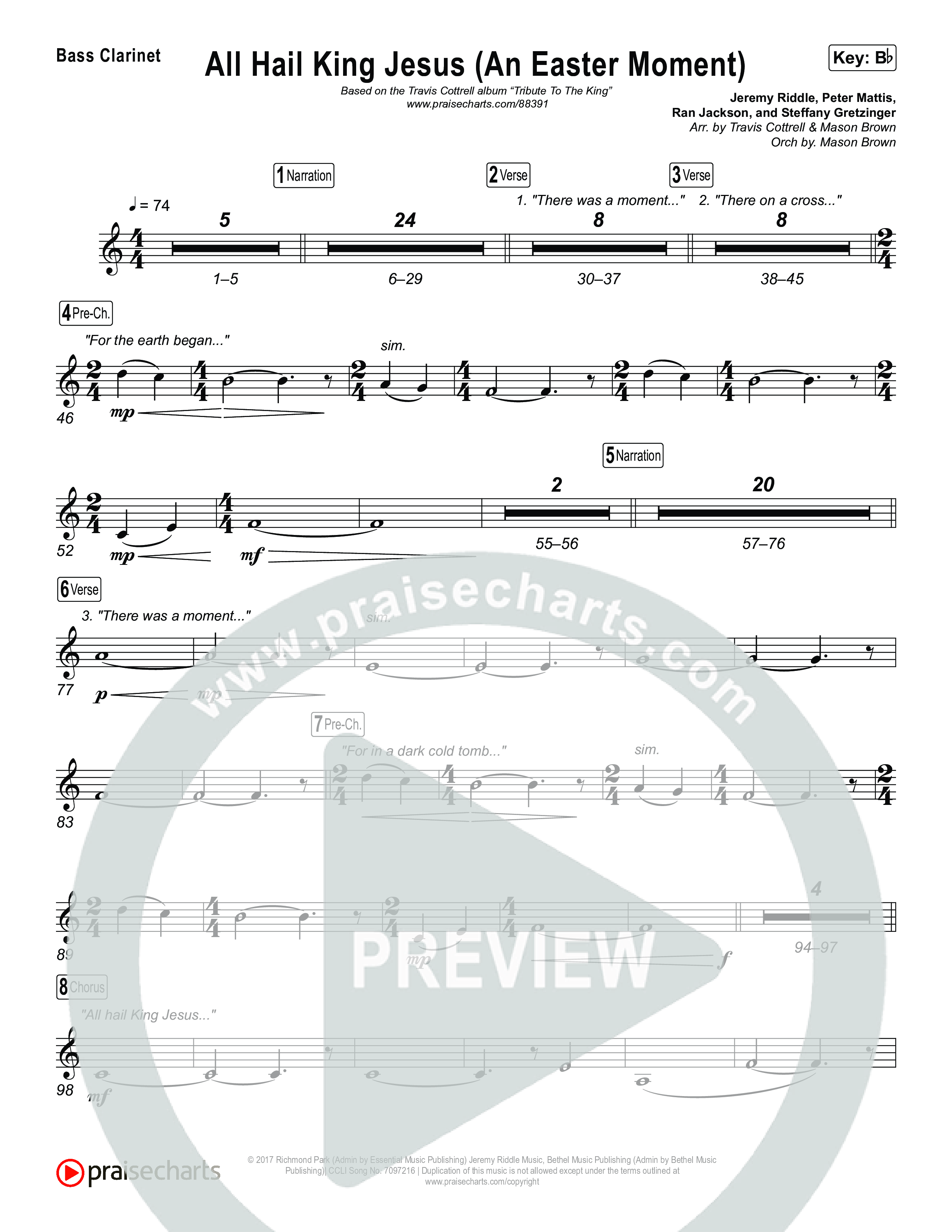 All Hail King Jesus (An Easter Moment) (Choral/SATB) Bass Clarinet (Travis Cottrell / Arr. Mason Brown)