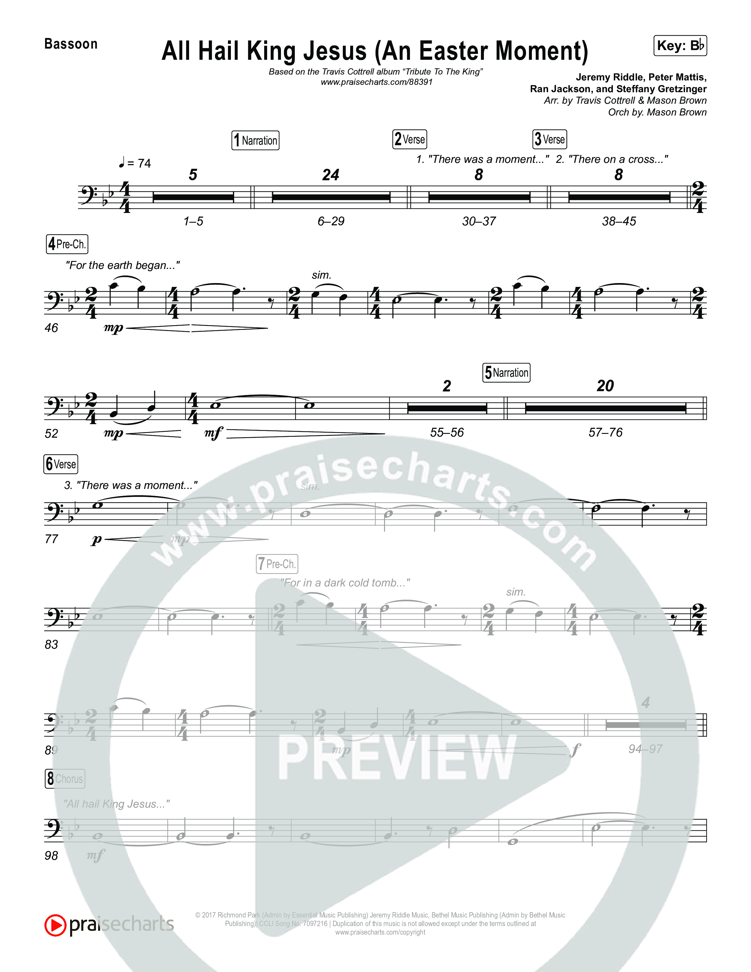 All Hail King Jesus (An Easter Moment) (Choral/SATB) Bassoon (Travis Cottrell / Arr. Mason Brown)