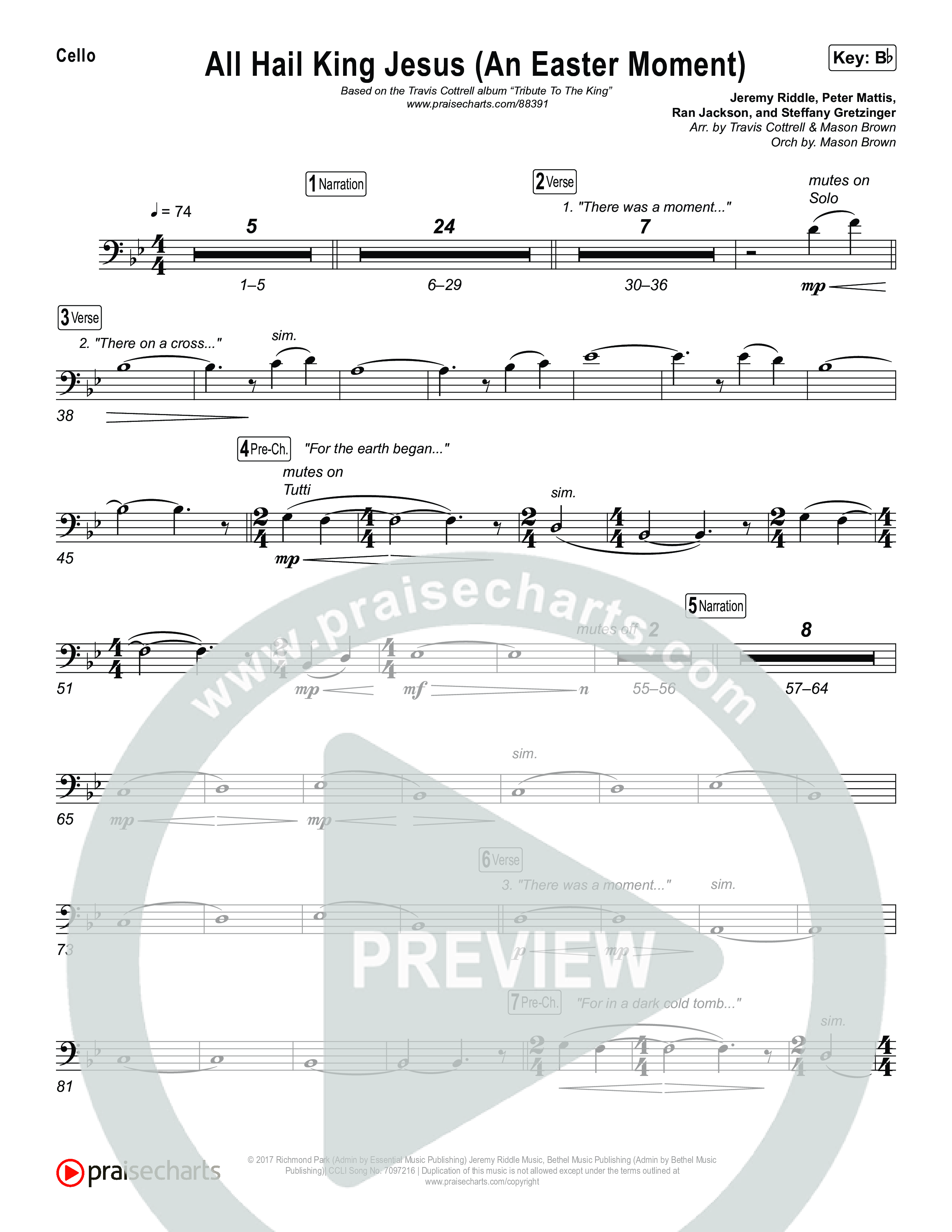 All Hail King Jesus (An Easter Moment) (Choral/SATB) Cello (Travis Cottrell / Arr. Mason Brown)