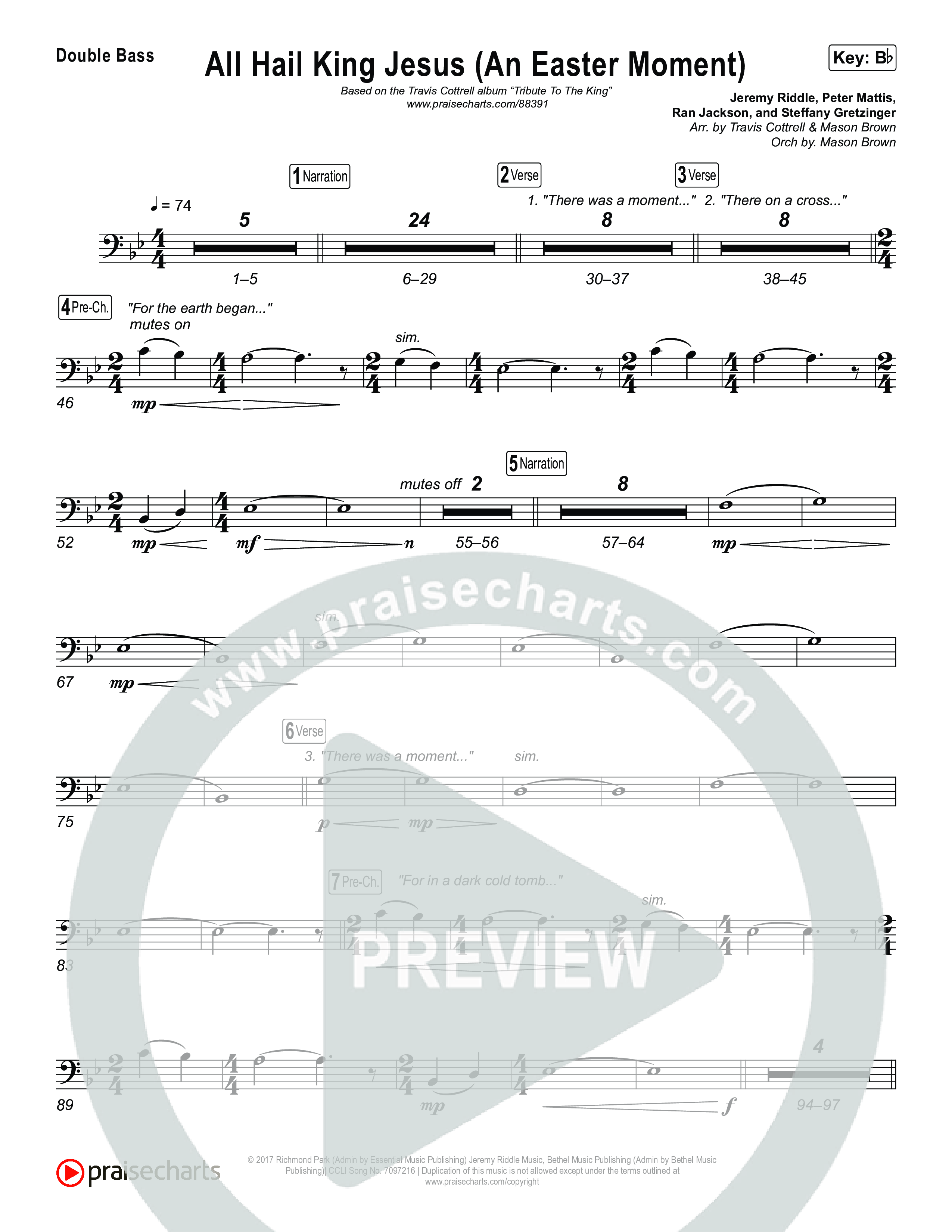 All Hail King Jesus (An Easter Moment) (Choral/SATB) String Bass (Travis Cottrell / Arr. Mason Brown)
