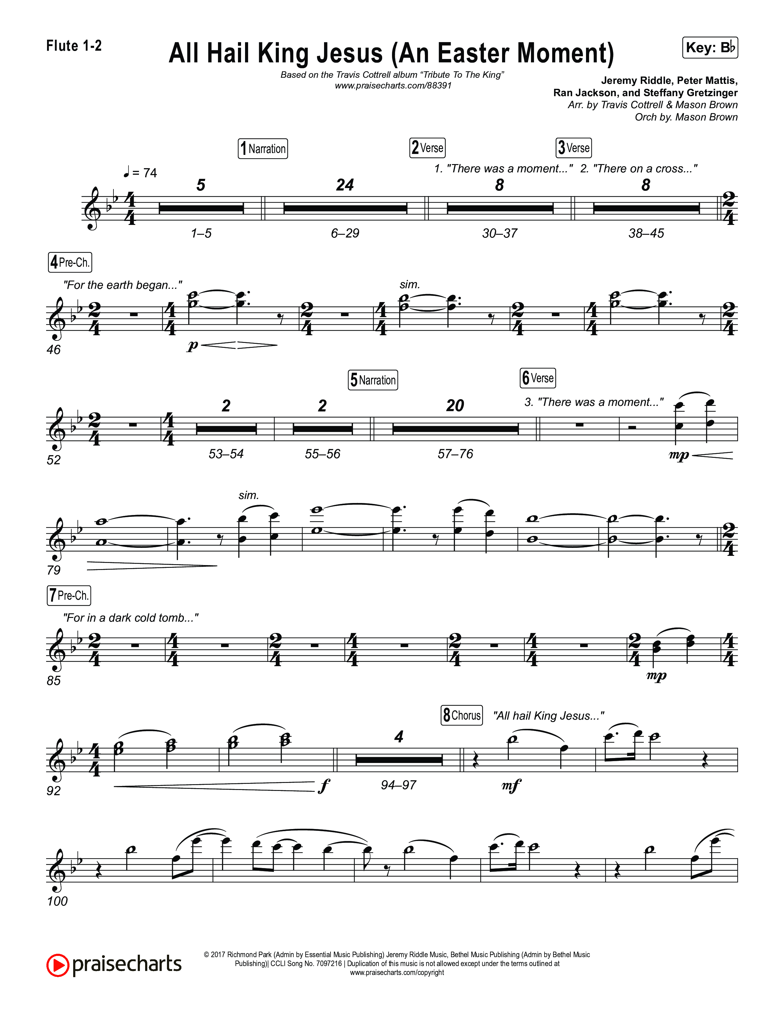 All Hail King Jesus (An Easter Moment) (Choral/SATB) Flute 1,2 (Travis Cottrell / Arr. Mason Brown)