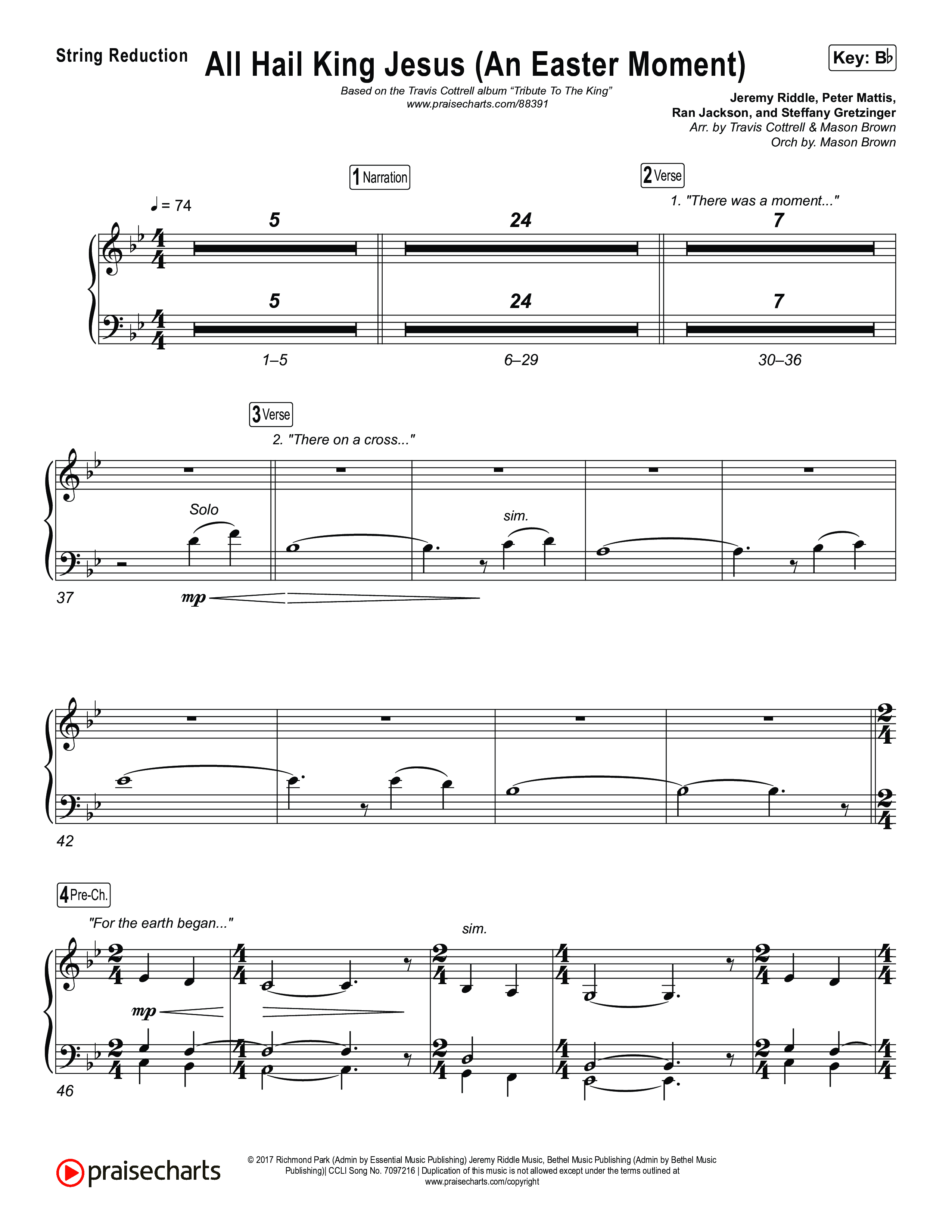 All Hail King Jesus (An Easter Moment) (Choral/SATB) String Reduction (Travis Cottrell / Arr. Mason Brown)