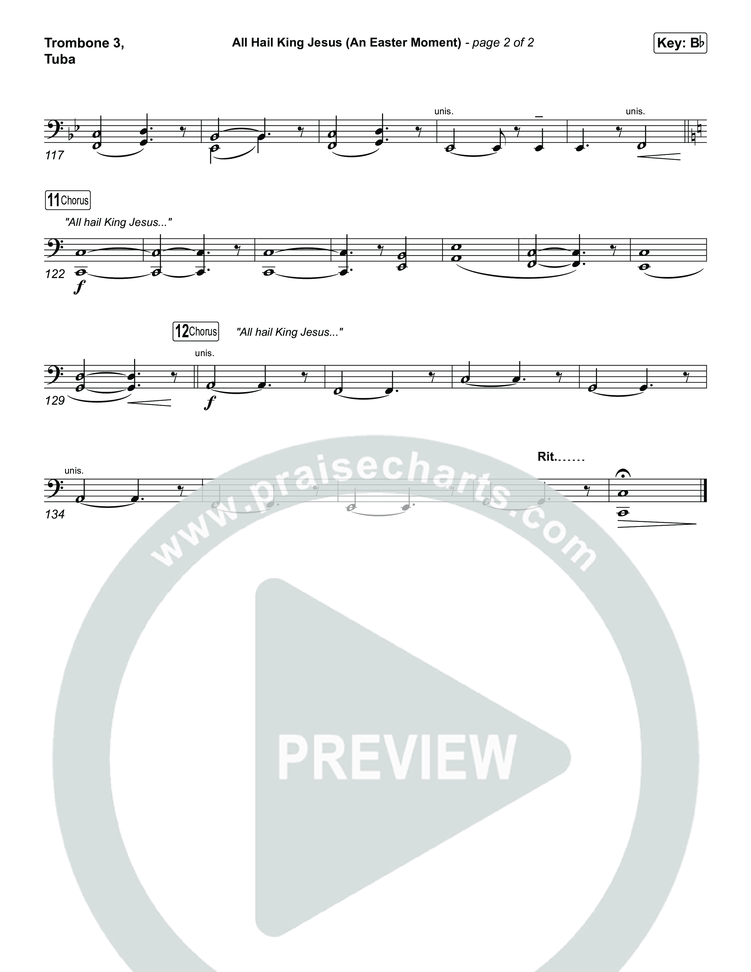 All Hail King Jesus (An Easter Moment) (Choral/SATB) Trombone 3/Tuba (Travis Cottrell / Arr. Mason Brown)