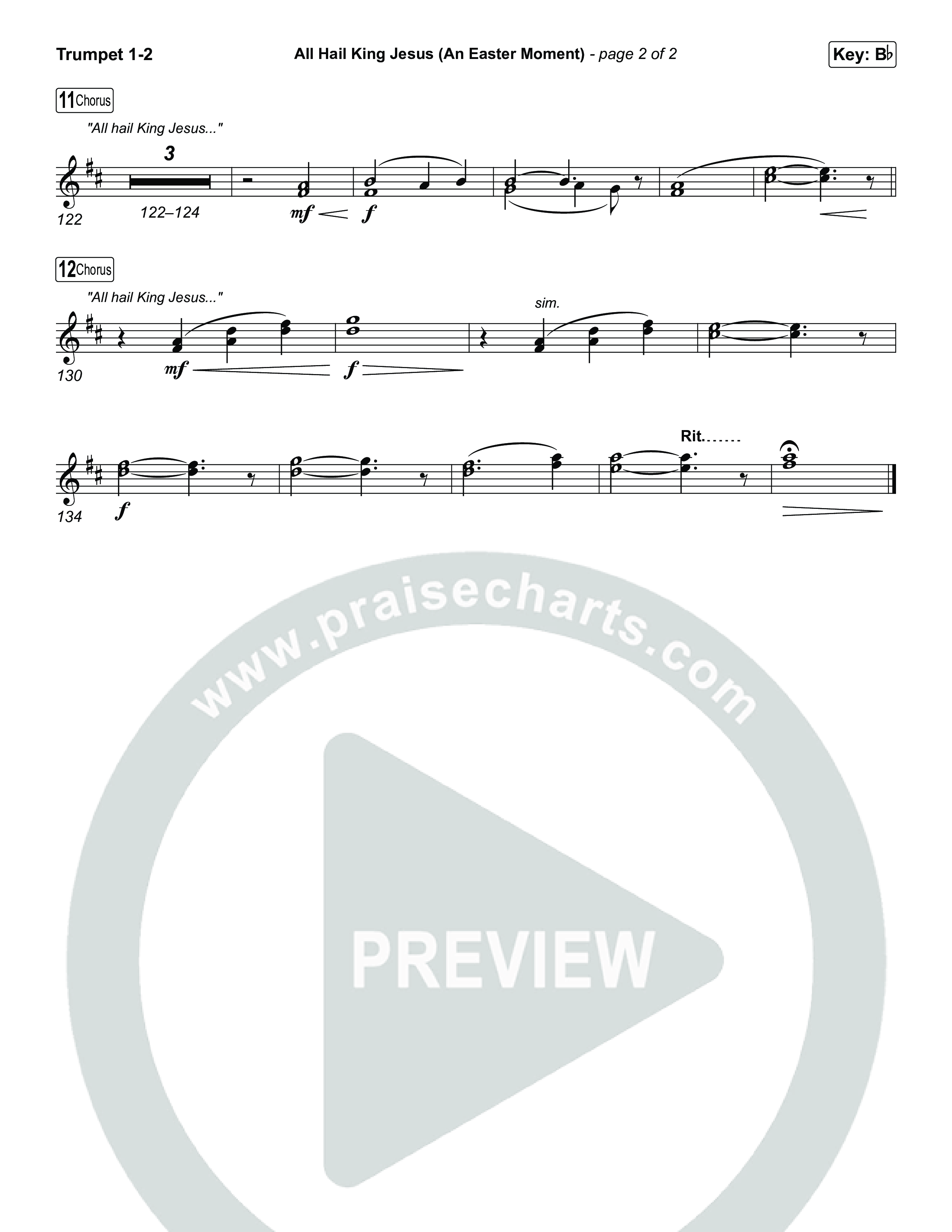 All Hail King Jesus (An Easter Moment) (Choral/SATB) Trumpet 1,2 (Travis Cottrell / Arr. Mason Brown)