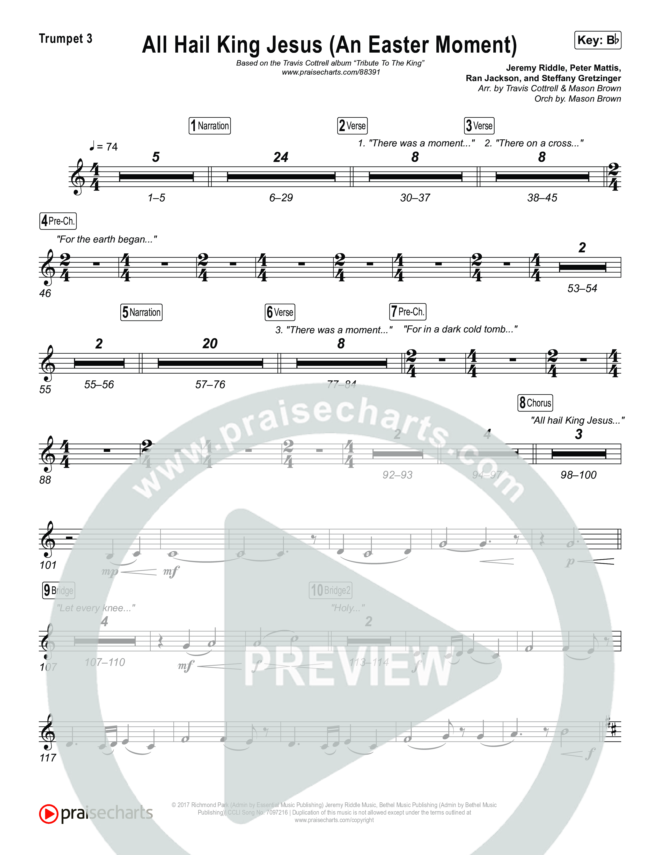 All Hail King Jesus (An Easter Moment) (Choral/SATB) Trumpet 1,2 (Travis Cottrell / Arr. Mason Brown)