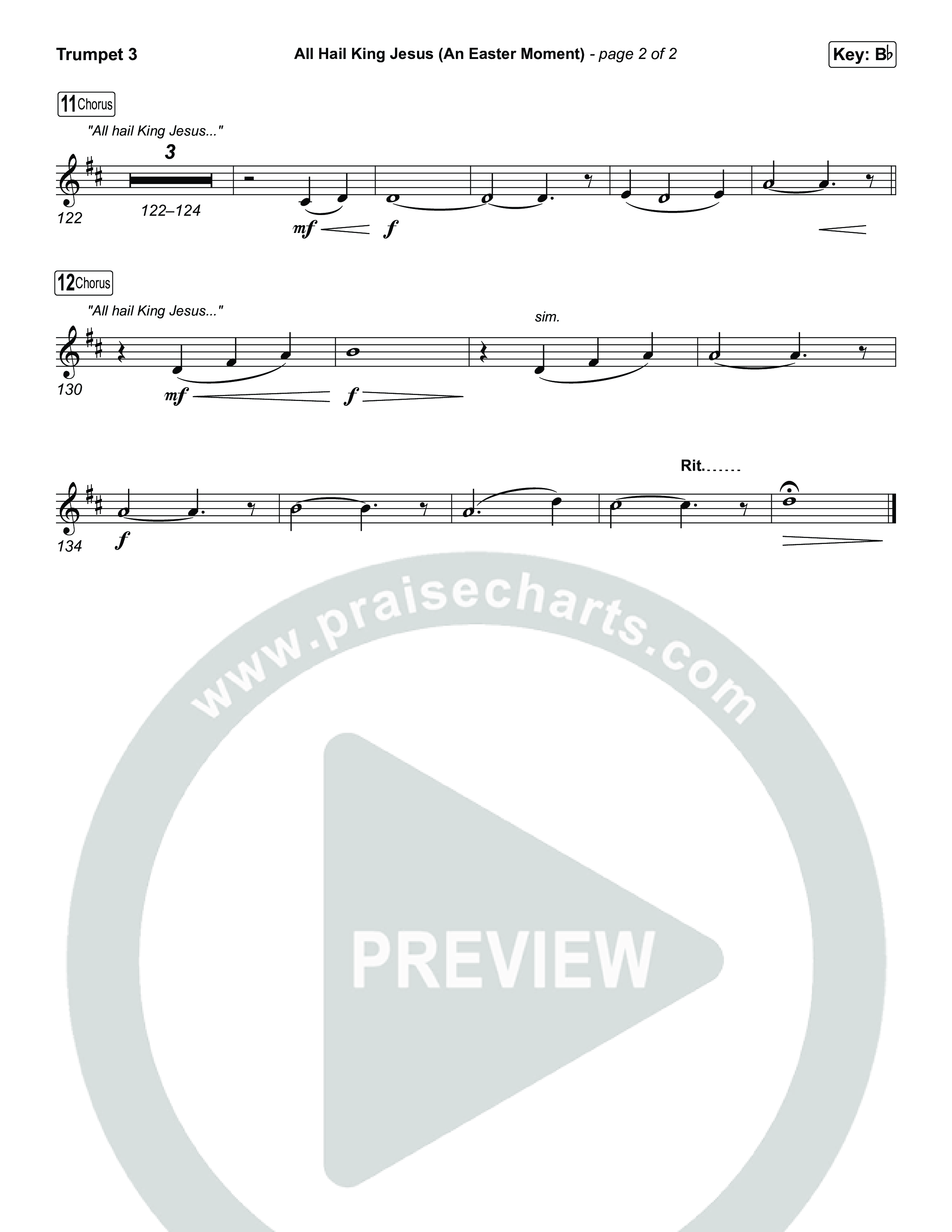All Hail King Jesus (An Easter Moment) (Choral/SATB) Trumpet 3 (Travis Cottrell / Arr. Mason Brown)