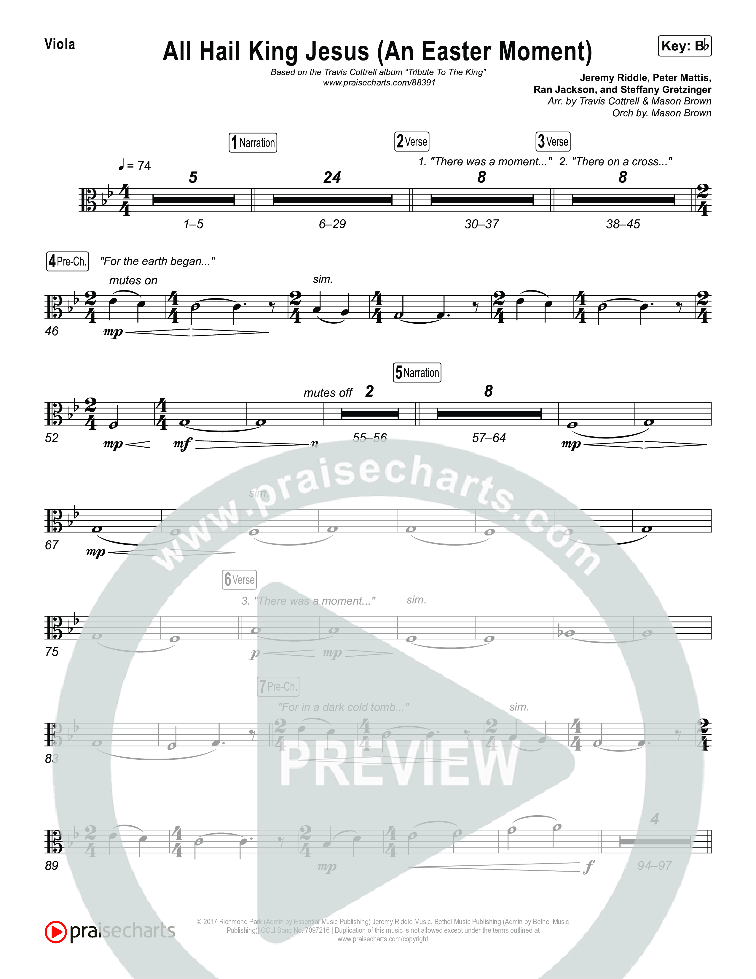 All Hail King Jesus (An Easter Moment) (Choral/SATB) Viola (Travis Cottrell / Arr. Mason Brown)