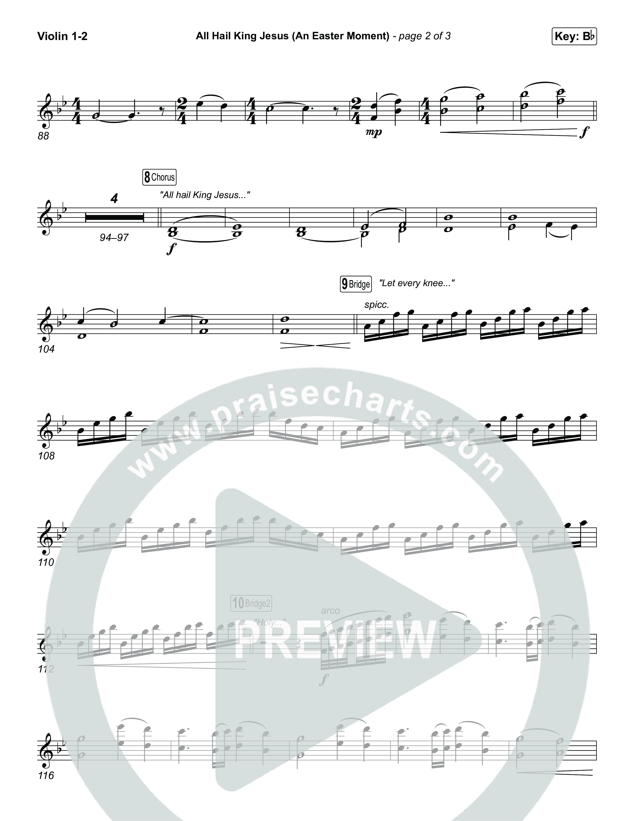 All Hail King Jesus (An Easter Moment) (Choral/SATB) Violin 1,2 (Travis Cottrell / Arr. Mason Brown)