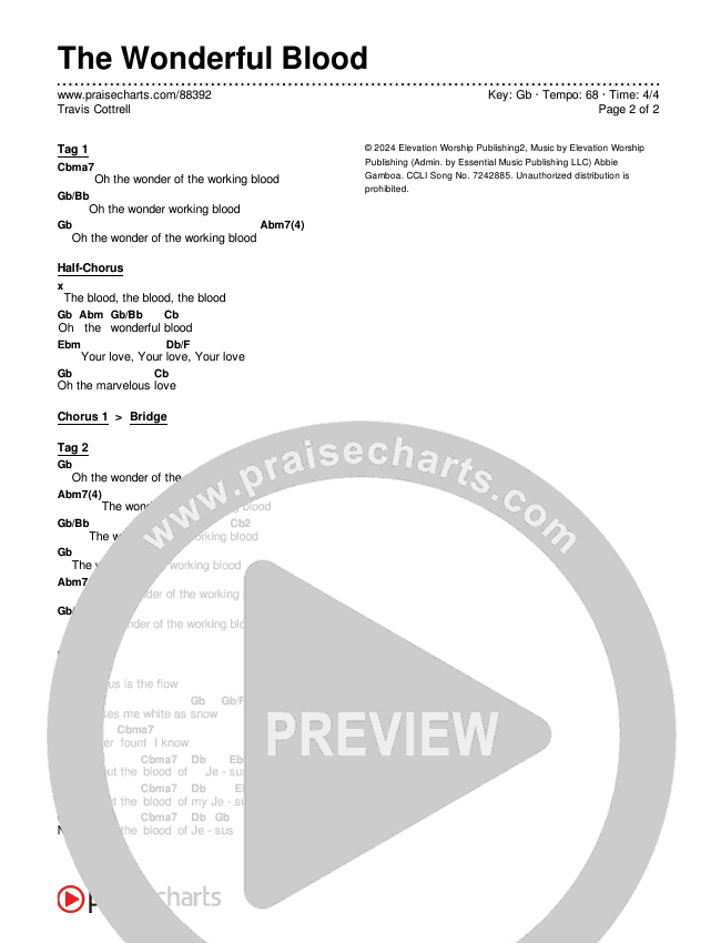 The Wonderful Blood (Choral/SATB) Chords & Lyrics (Travis Cottrell / feat. Meredith Andrews / Arr. Mason Brown)