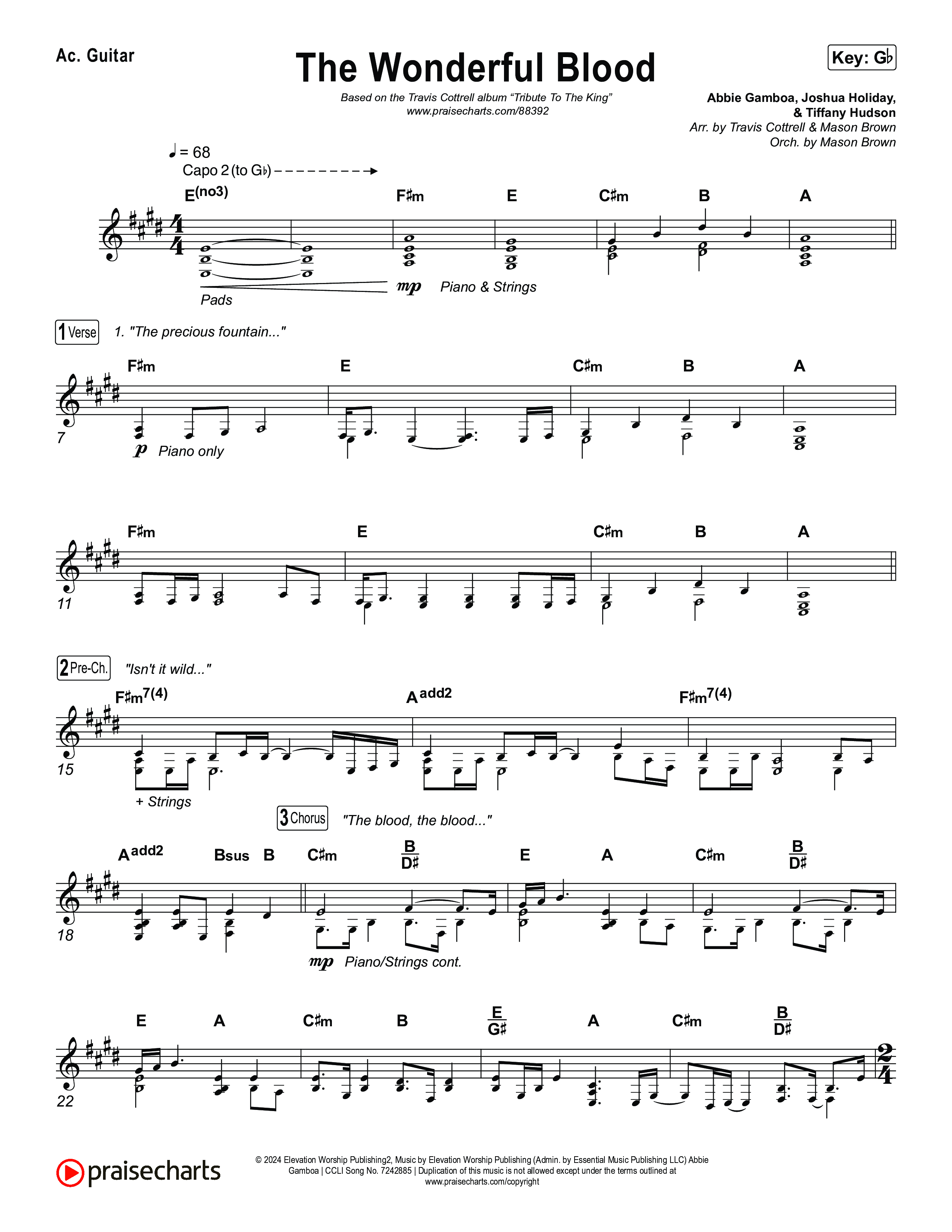 The Wonderful Blood (Choral/SATB) Acoustic Guitar (Travis Cottrell / feat. Meredith Andrews / Arr. Mason Brown)