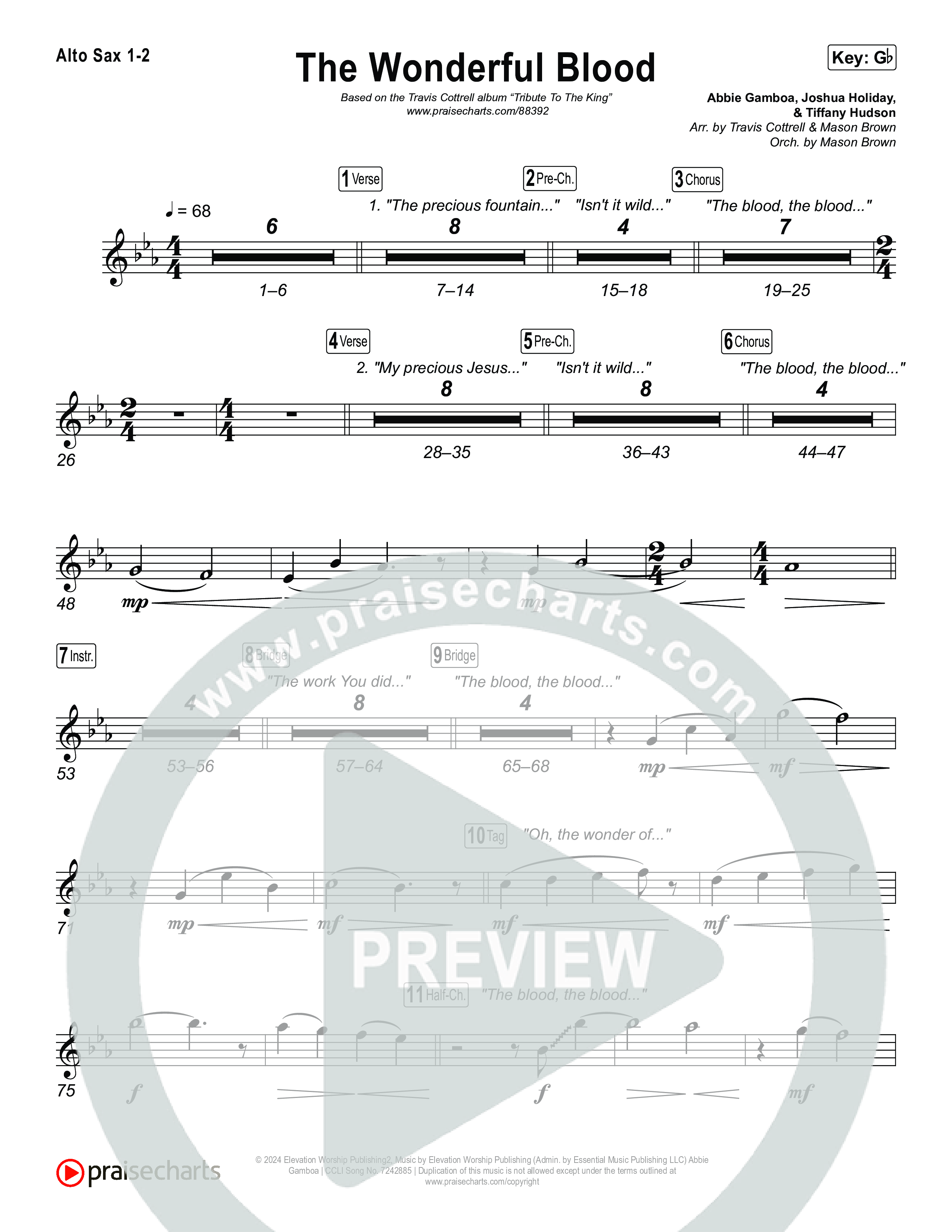 The Wonderful Blood (Choral/SATB) Sax Pack (Travis Cottrell / feat. Meredith Andrews / Arr. Mason Brown)