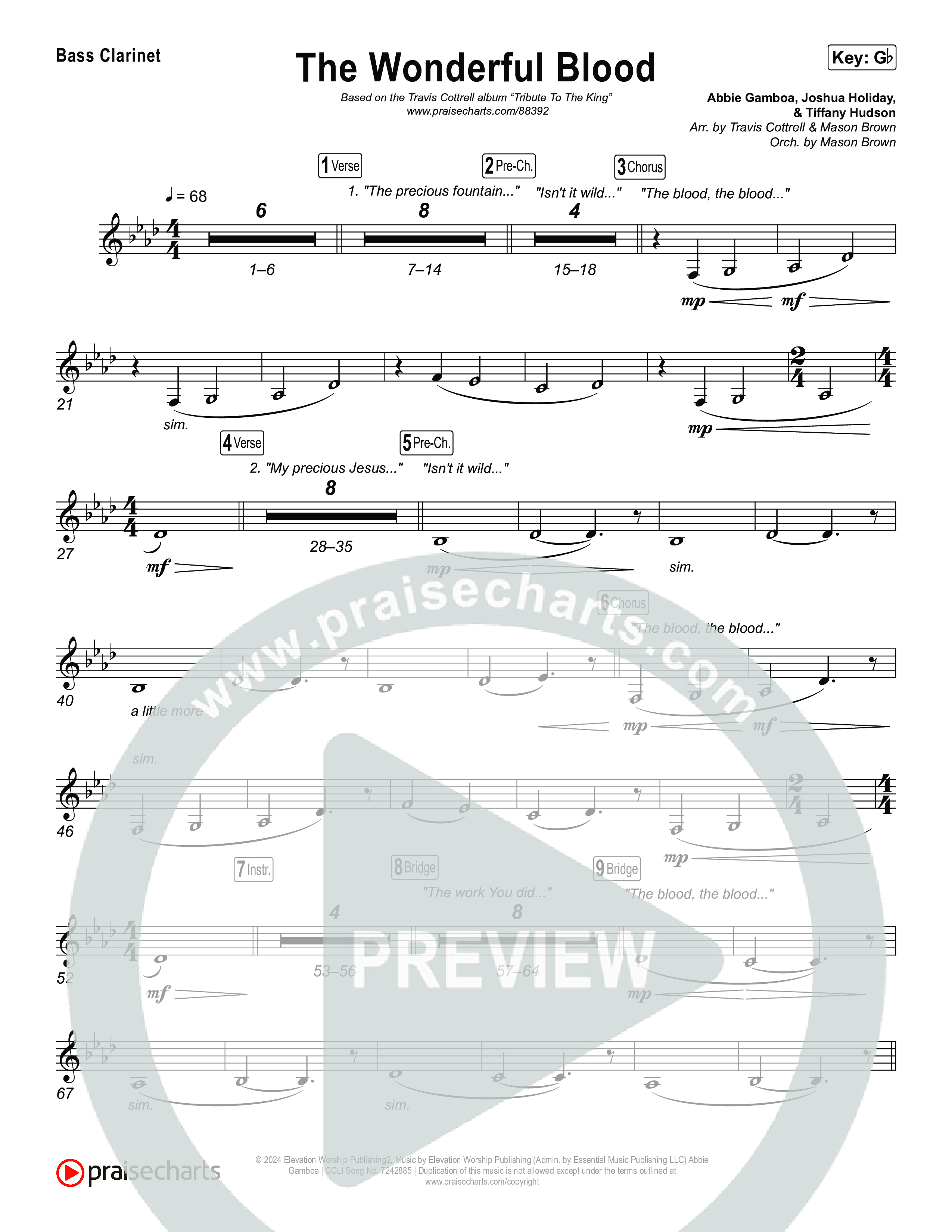 The Wonderful Blood (Choral/SATB) Bass Clarinet (Travis Cottrell / feat. Meredith Andrews / Arr. Mason Brown)