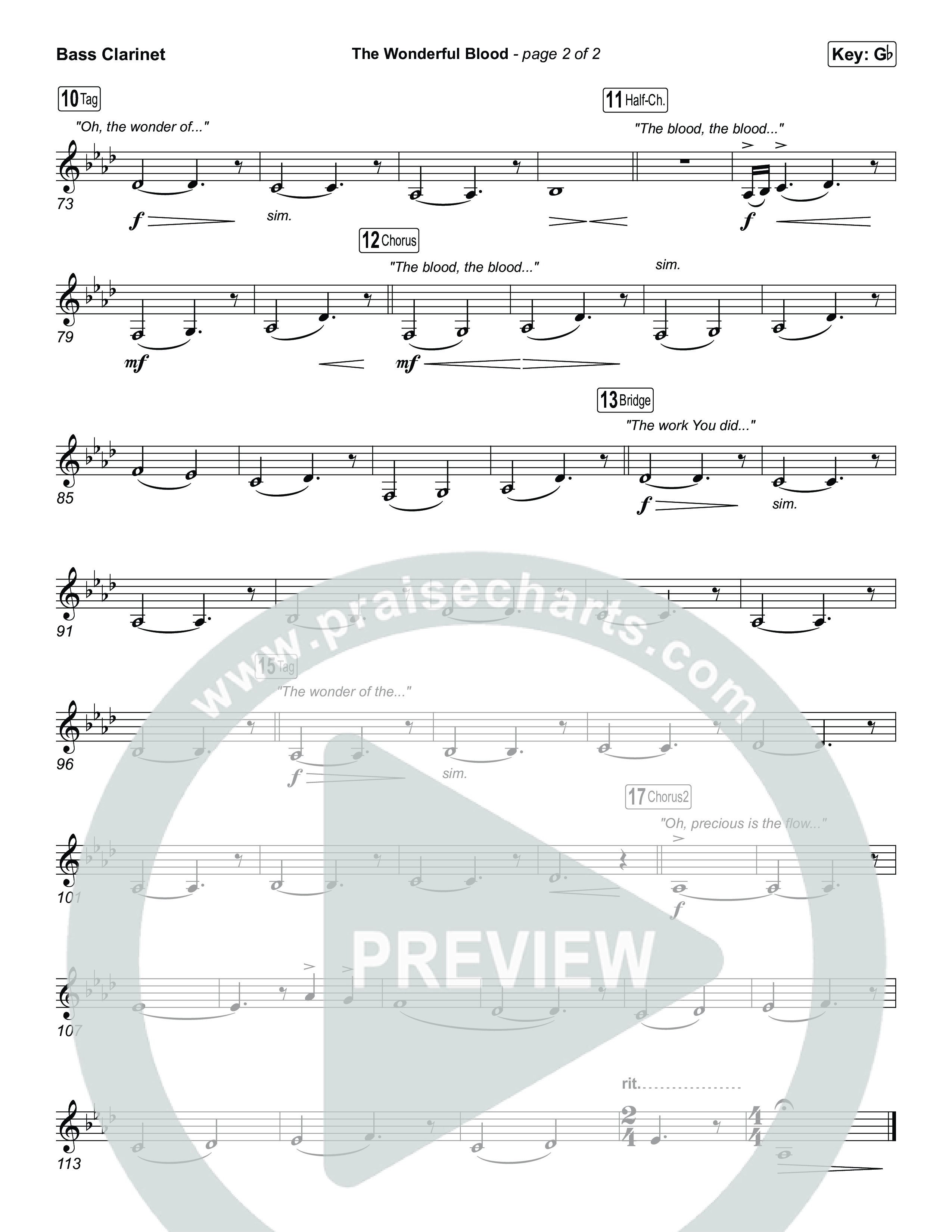 The Wonderful Blood (Choral/SATB) Bass Clarinet (Travis Cottrell / feat. Meredith Andrews / Arr. Mason Brown)