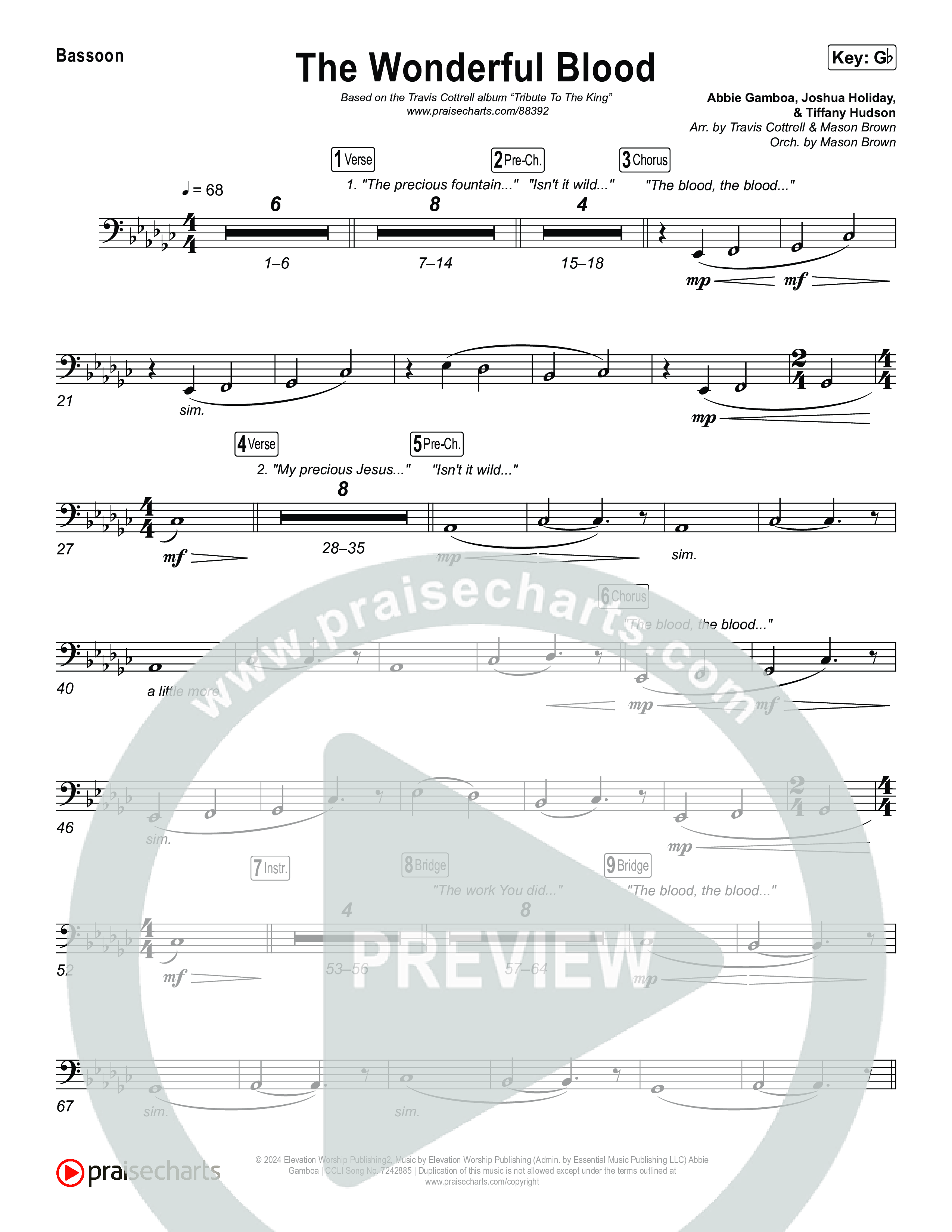 The Wonderful Blood (Choral/SATB) Bassoon (Travis Cottrell / feat. Meredith Andrews / Arr. Mason Brown)