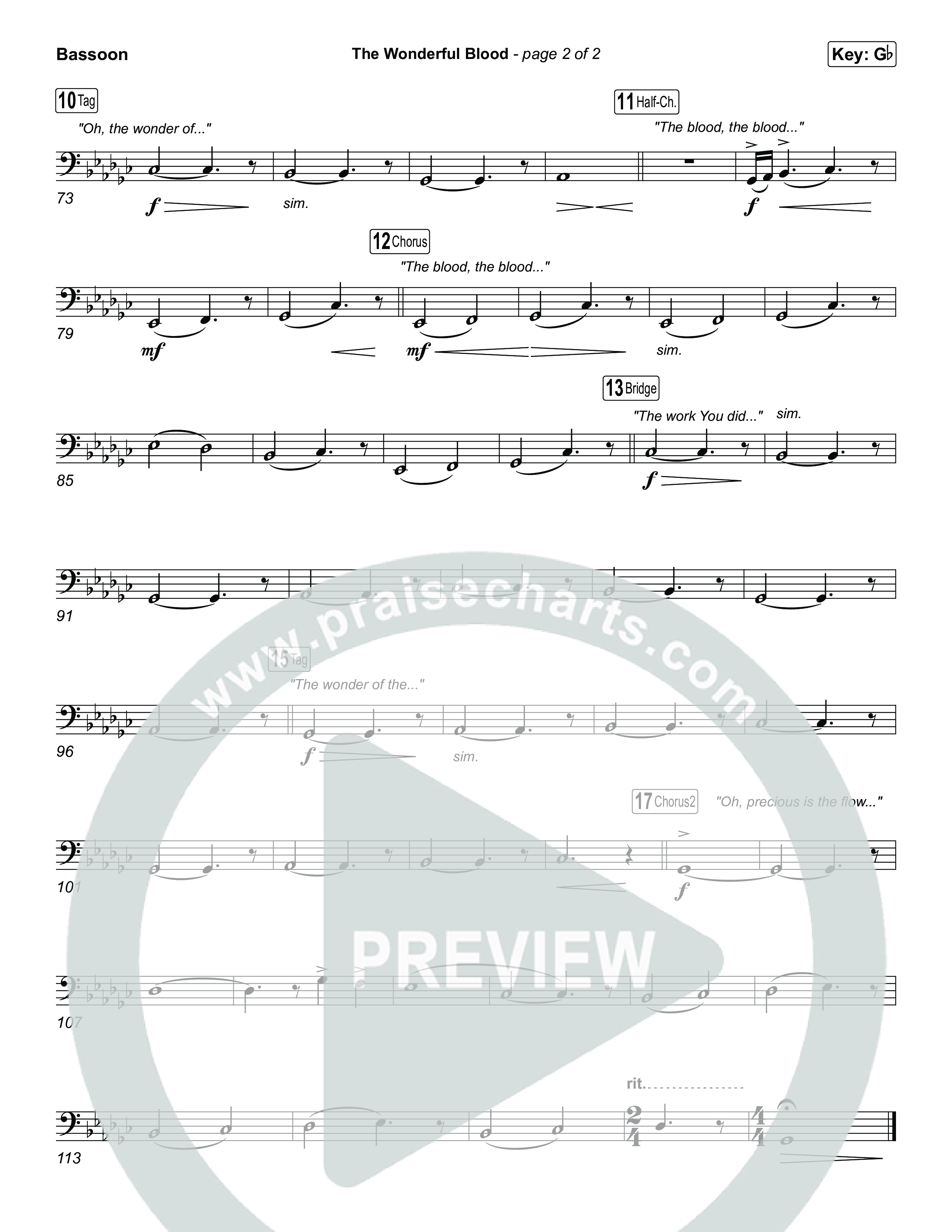 The Wonderful Blood (Choral/SATB) Bassoon (Travis Cottrell / feat. Meredith Andrews / Arr. Mason Brown)