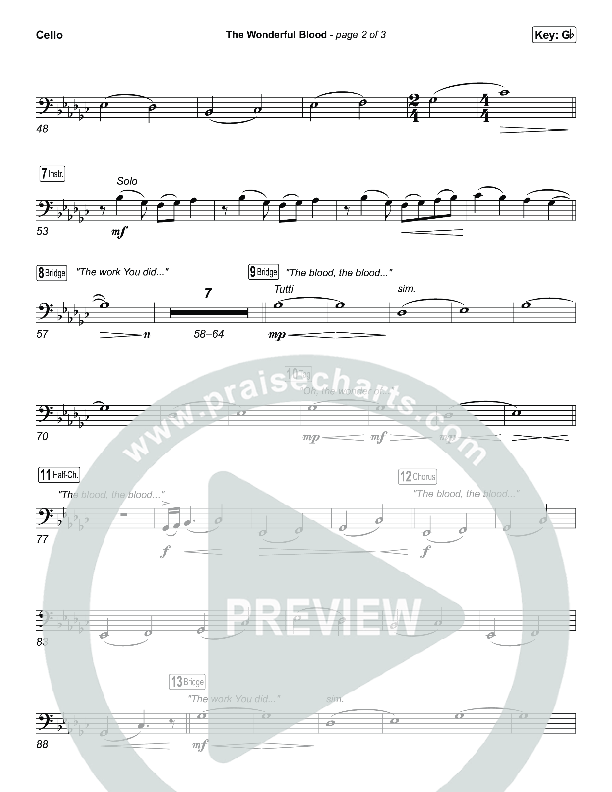 The Wonderful Blood (Choral/SATB) Cello (Travis Cottrell / feat. Meredith Andrews / Arr. Mason Brown)