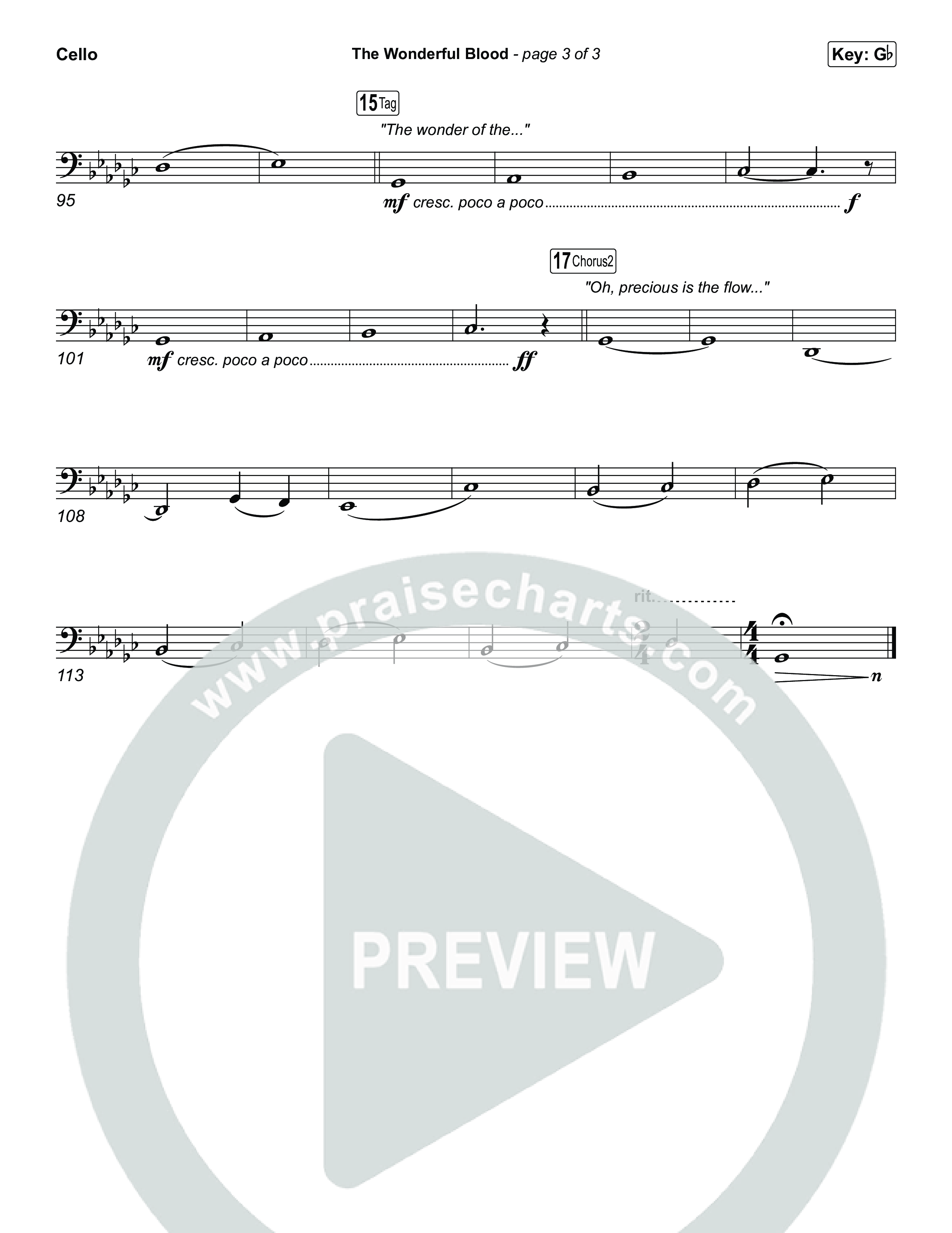 The Wonderful Blood (Choral/SATB) Cello (Travis Cottrell / feat. Meredith Andrews / Arr. Mason Brown)