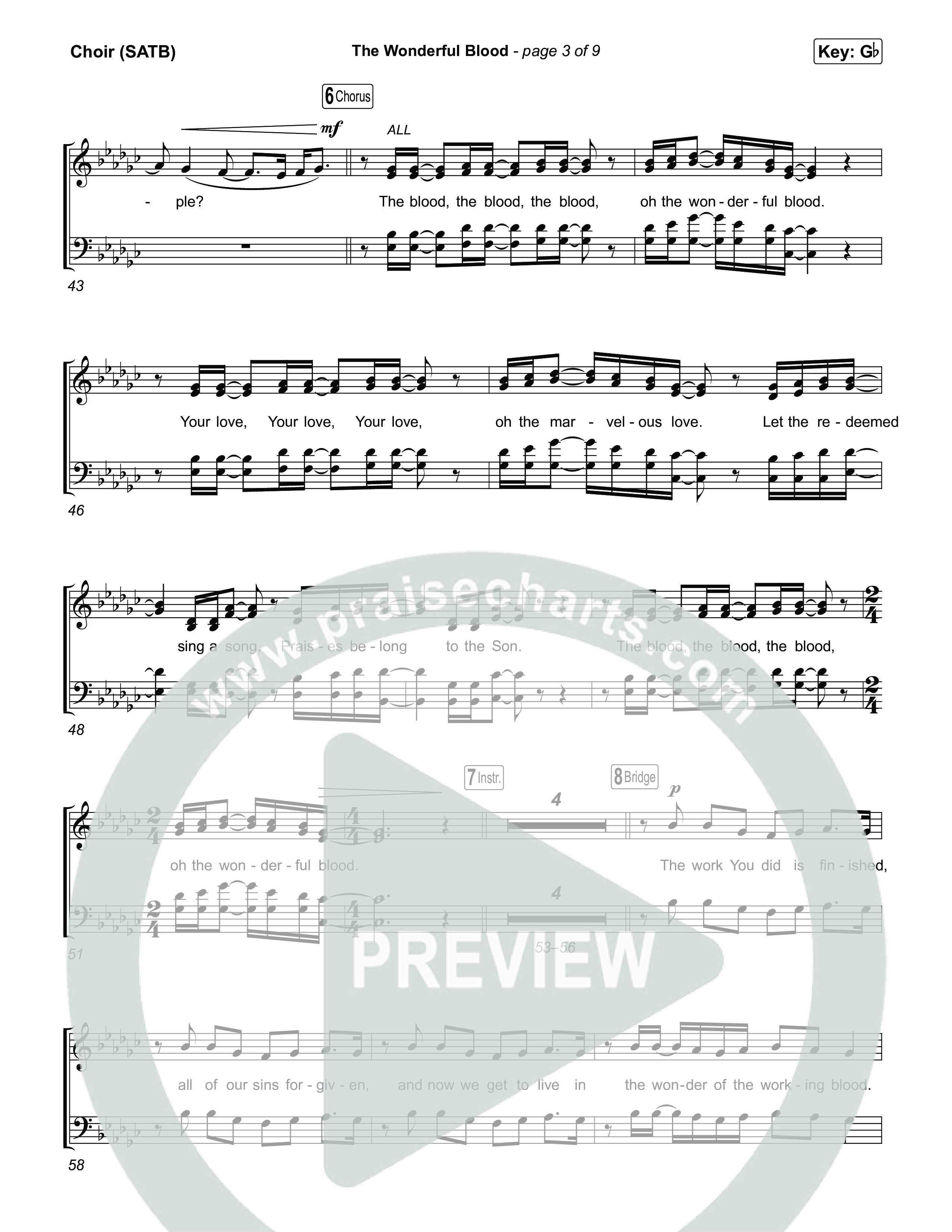 The Wonderful Blood (Choral/SATB) Choir Sheet (SATB) (Travis Cottrell / feat. Meredith Andrews / Arr. Mason Brown)