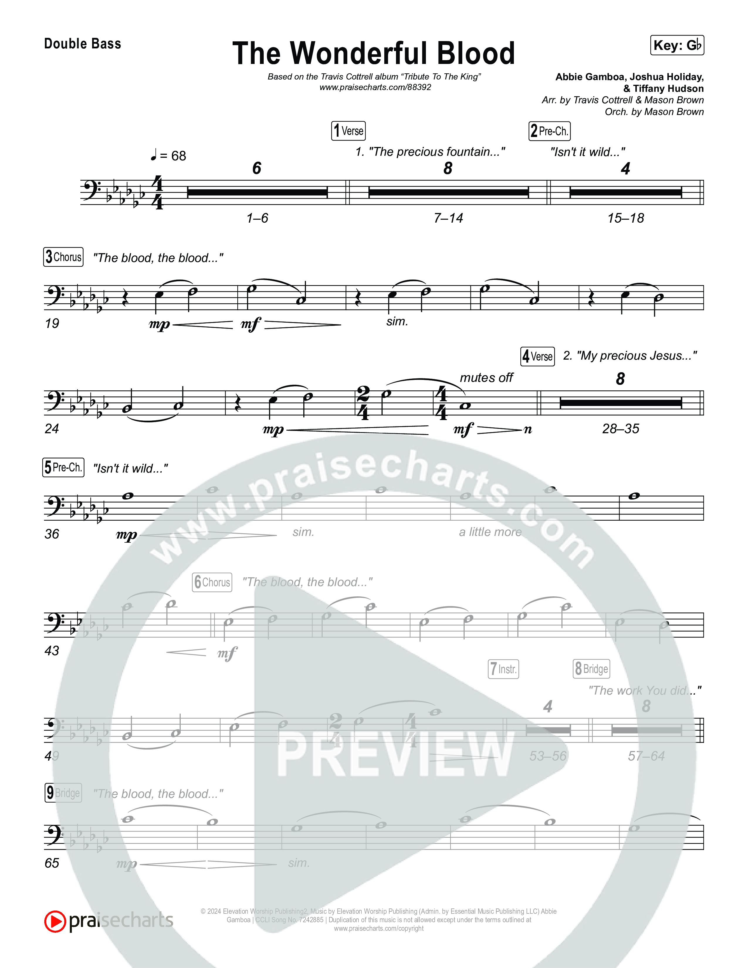 The Wonderful Blood (Choral/SATB) String Bass (Travis Cottrell / feat. Meredith Andrews / Arr. Mason Brown)