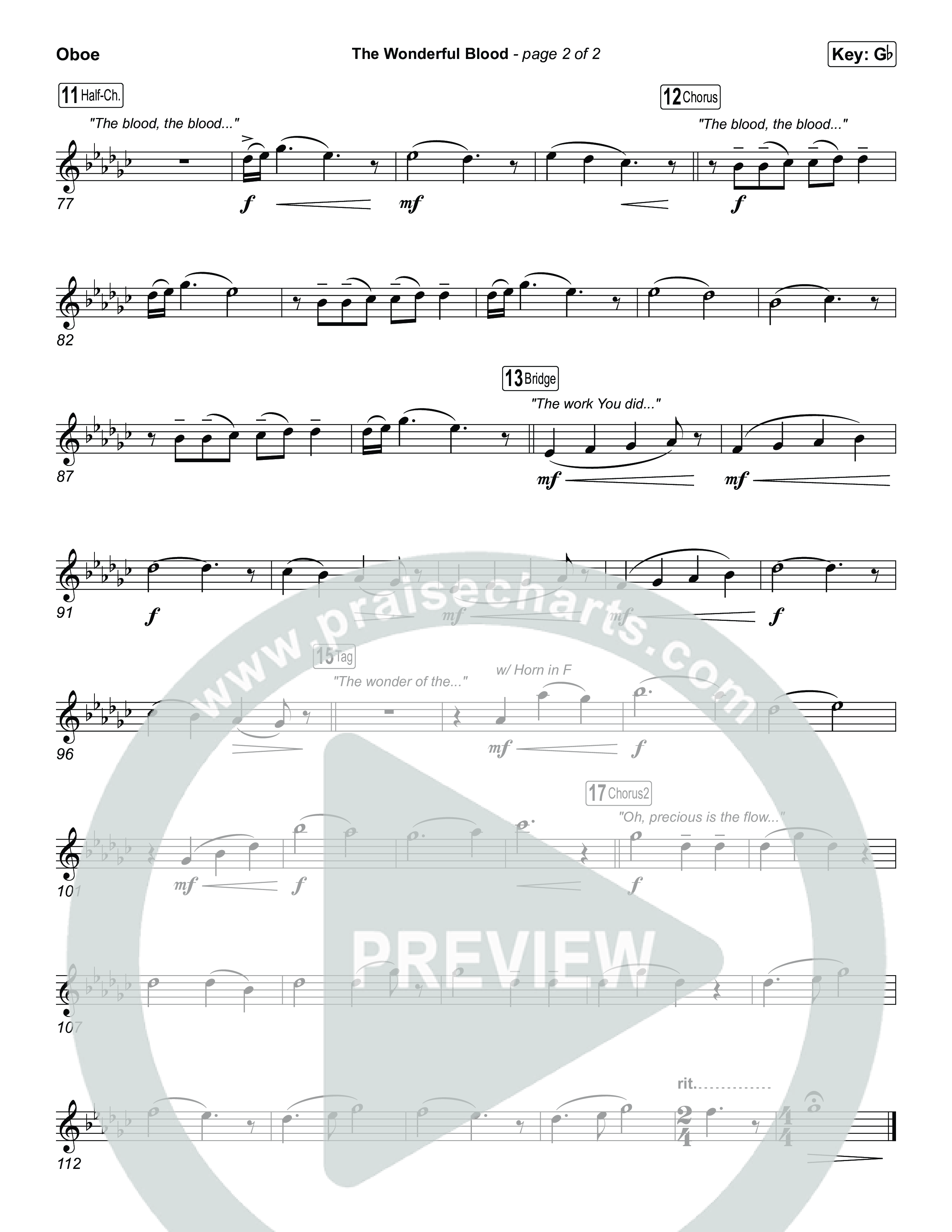 The Wonderful Blood (Choral/SATB) Oboe (Travis Cottrell / feat. Meredith Andrews / Arr. Mason Brown)