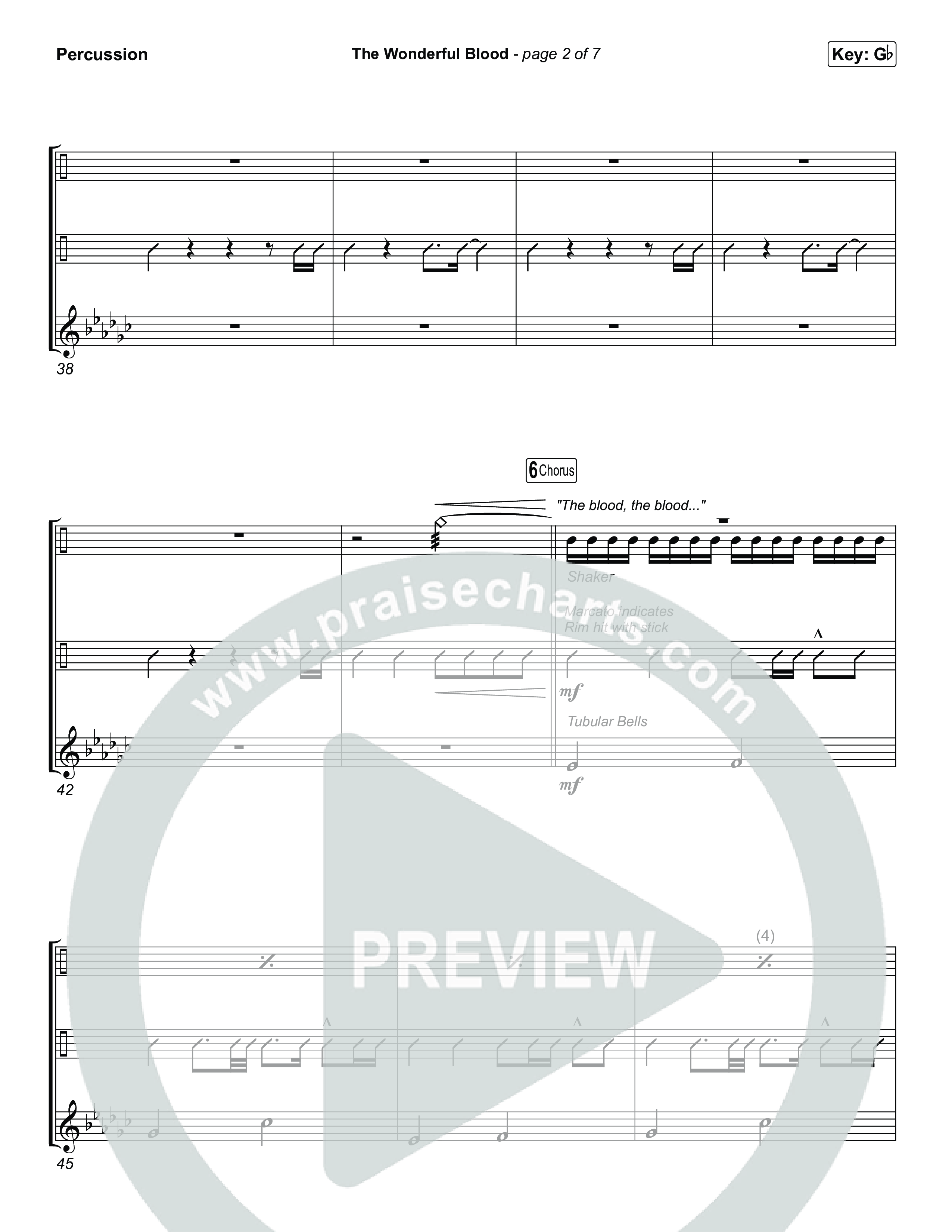 The Wonderful Blood (Choral/SATB) Percussion (Travis Cottrell / feat. Meredith Andrews / Arr. Mason Brown)