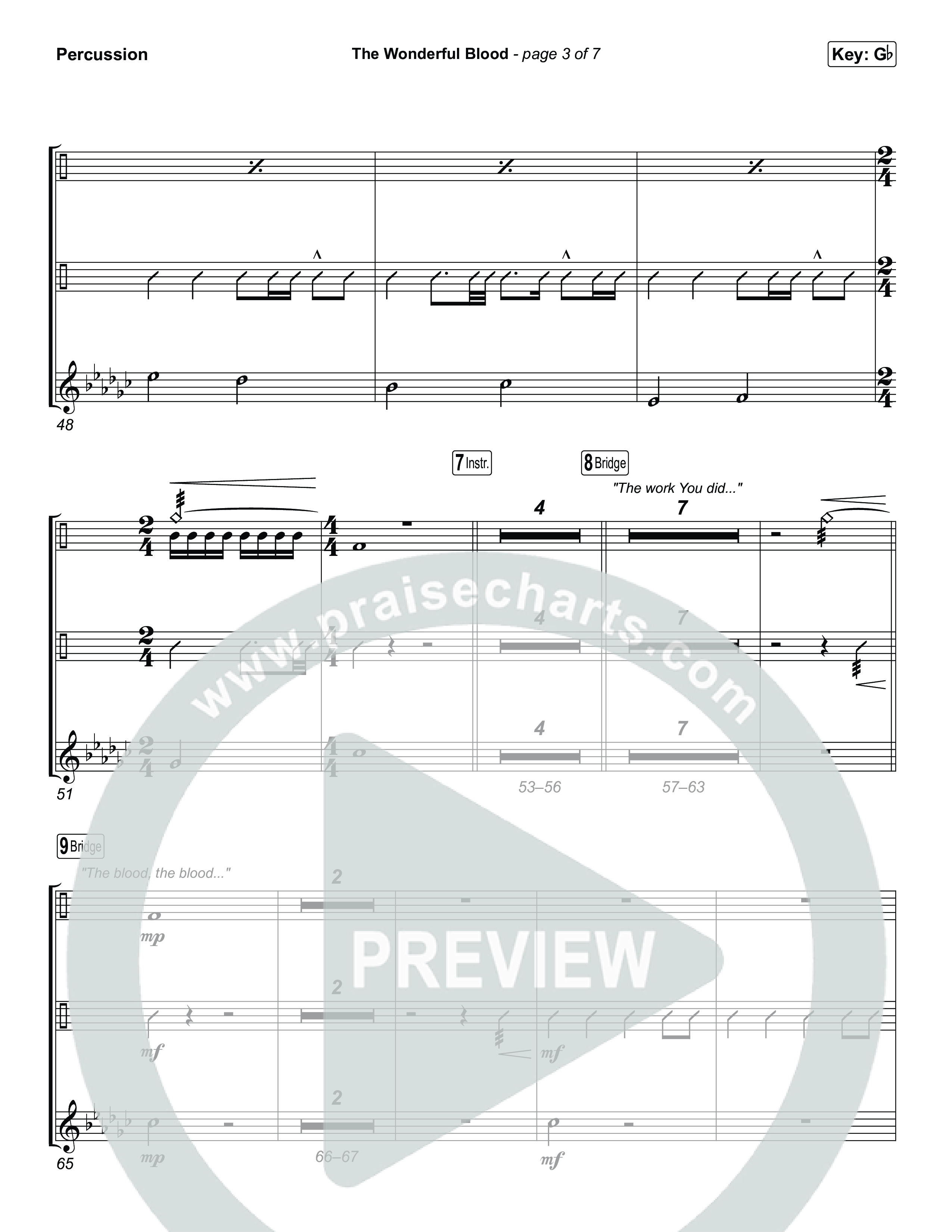 The Wonderful Blood (Choral/SATB) Percussion (Travis Cottrell / feat. Meredith Andrews / Arr. Mason Brown)