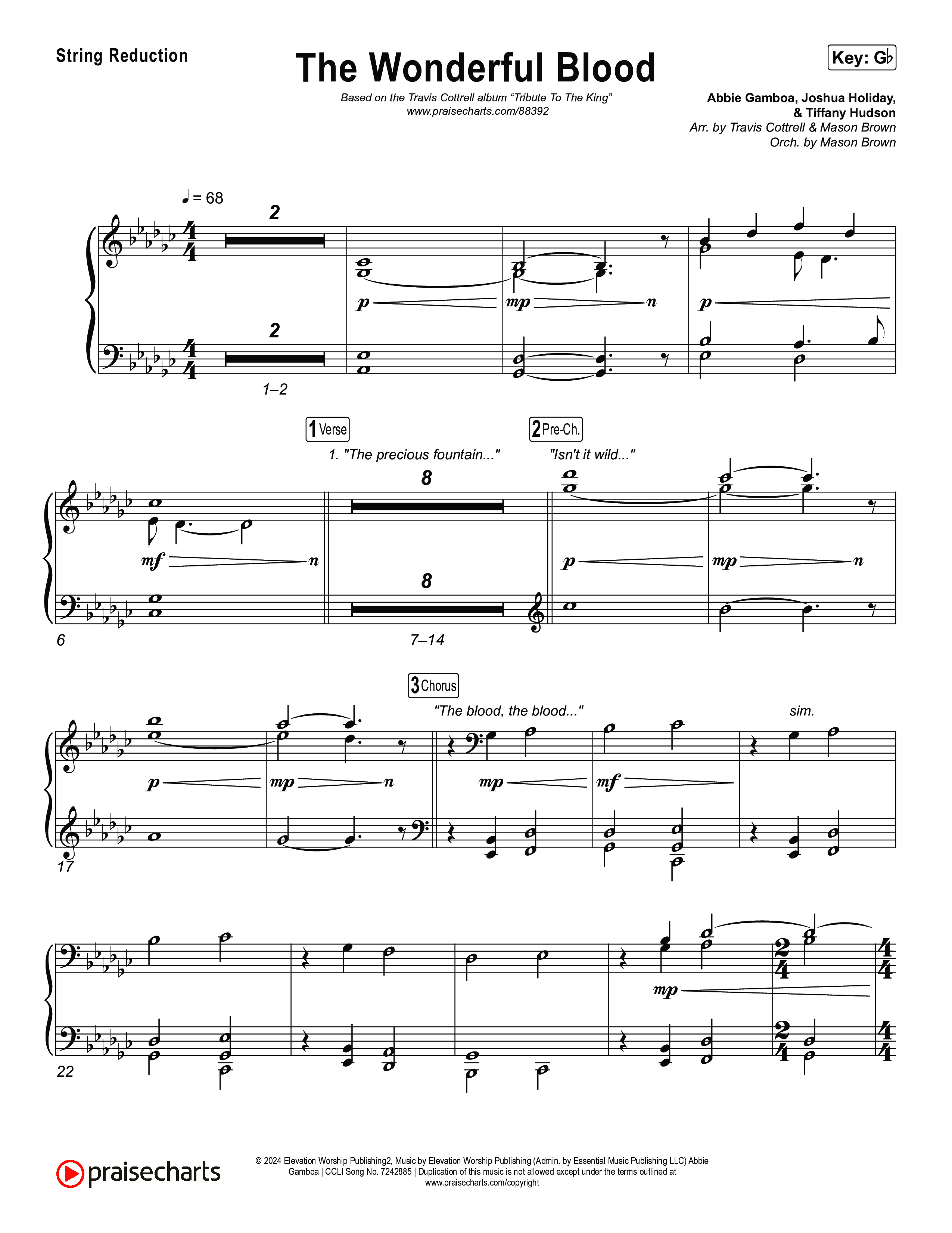 The Wonderful Blood (Choral/SATB) String Reduction (Travis Cottrell / feat. Meredith Andrews / Arr. Mason Brown)