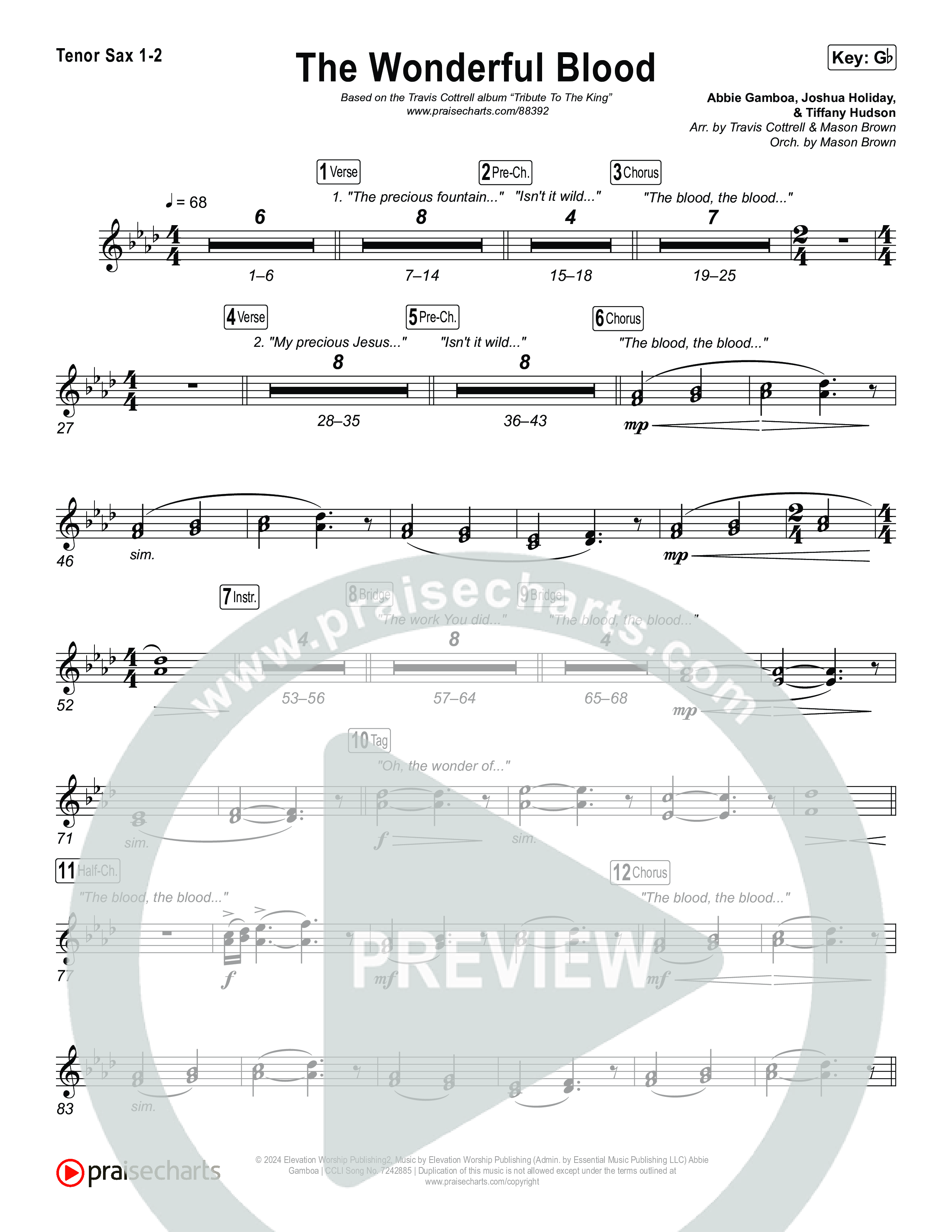 The Wonderful Blood (Choral/SATB) Sax Pack (Travis Cottrell / feat. Meredith Andrews / Arr. Mason Brown)