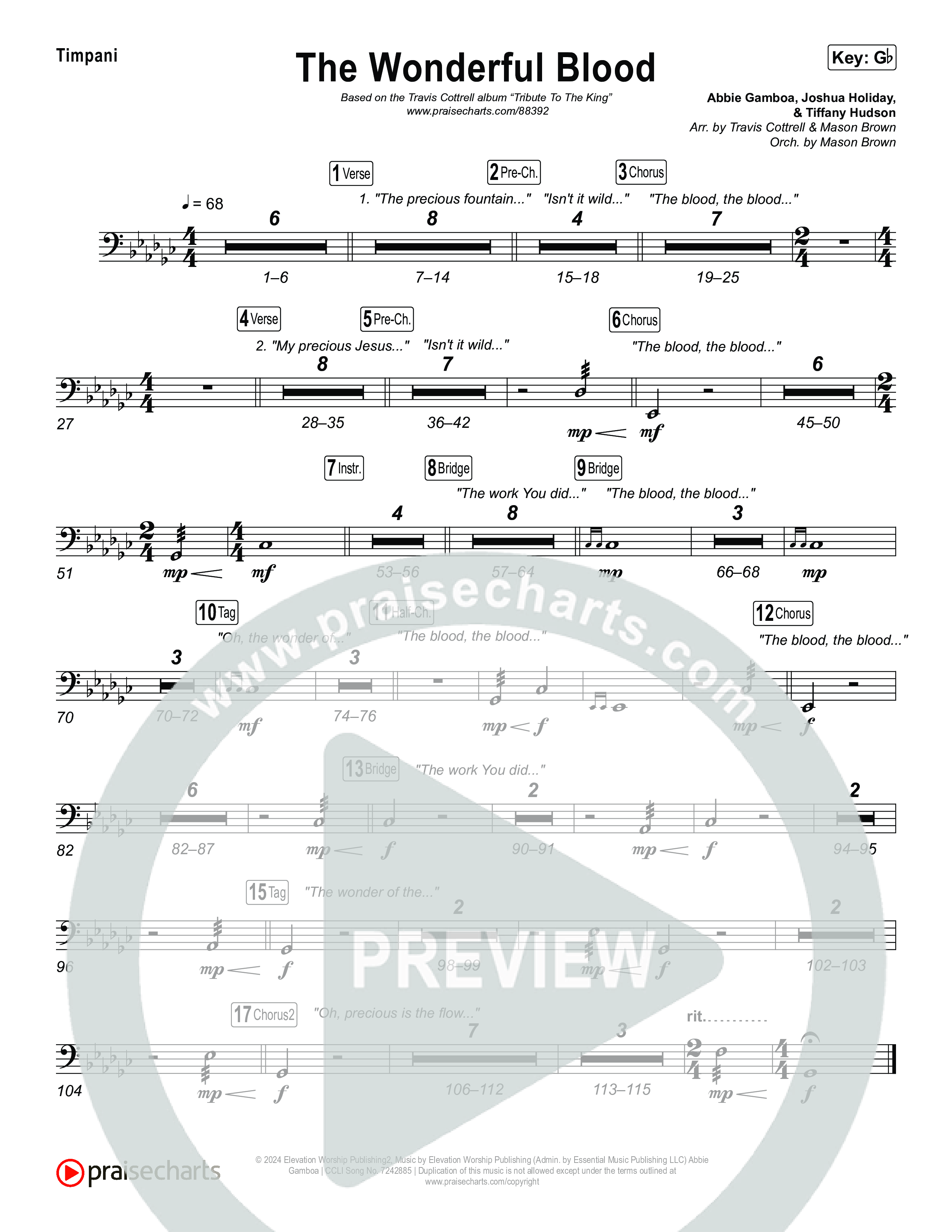 The Wonderful Blood (Choral/SATB) Timpani (Travis Cottrell / feat. Meredith Andrews / Arr. Mason Brown)