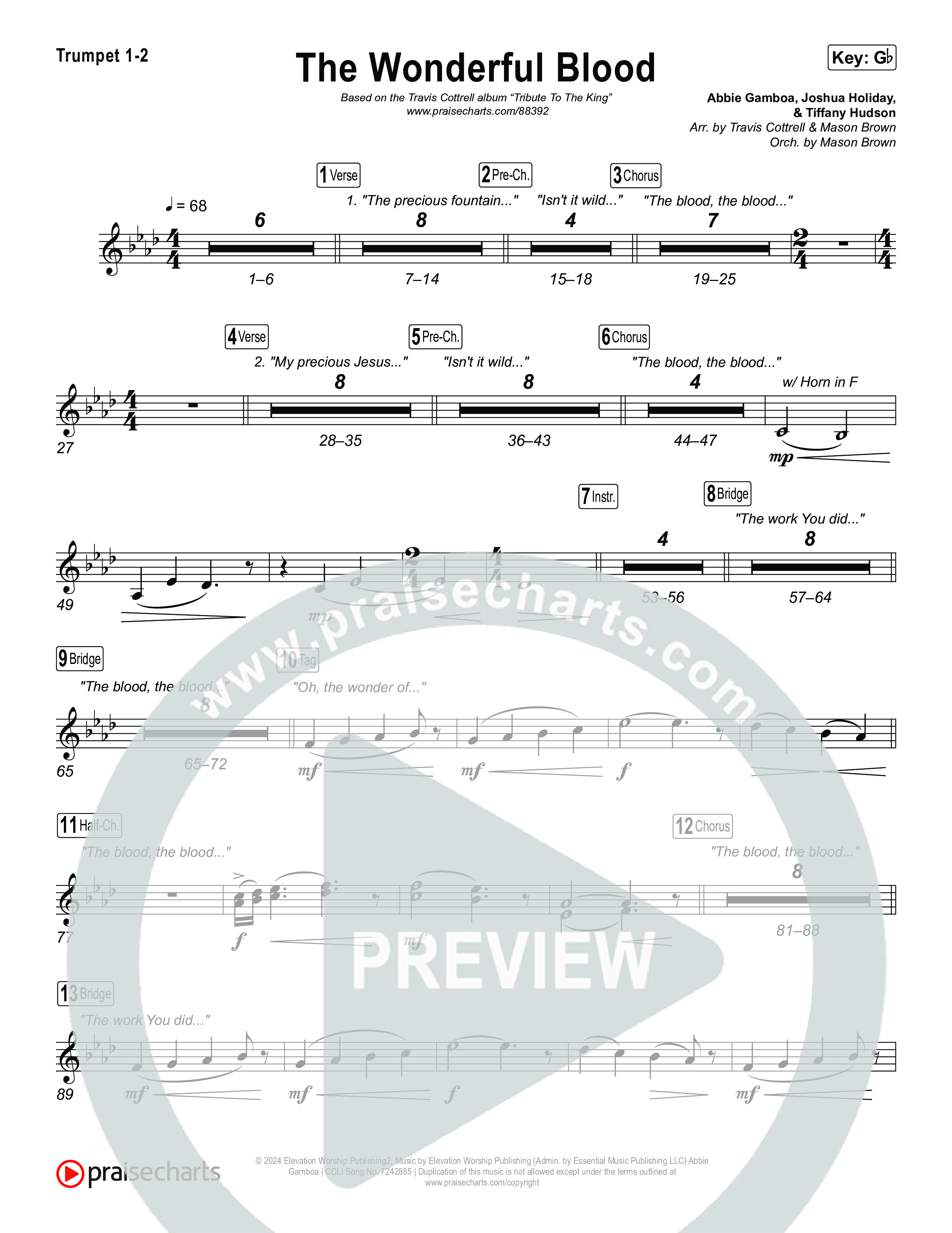 The Wonderful Blood (Choral/SATB) Brass Pack (Travis Cottrell / feat. Meredith Andrews / Arr. Mason Brown)