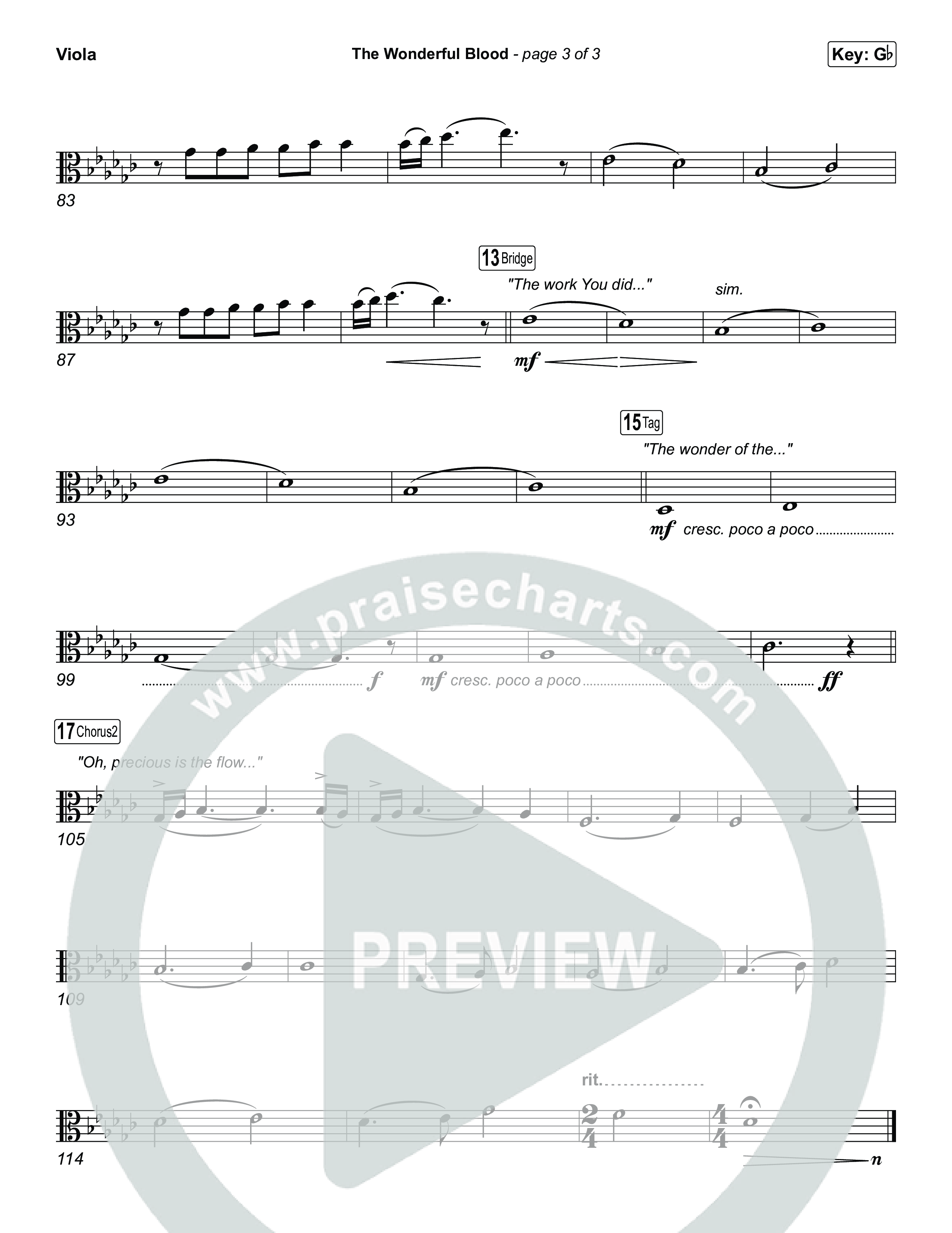 The Wonderful Blood (Choral/SATB) Viola (Travis Cottrell / feat. Meredith Andrews / Arr. Mason Brown)