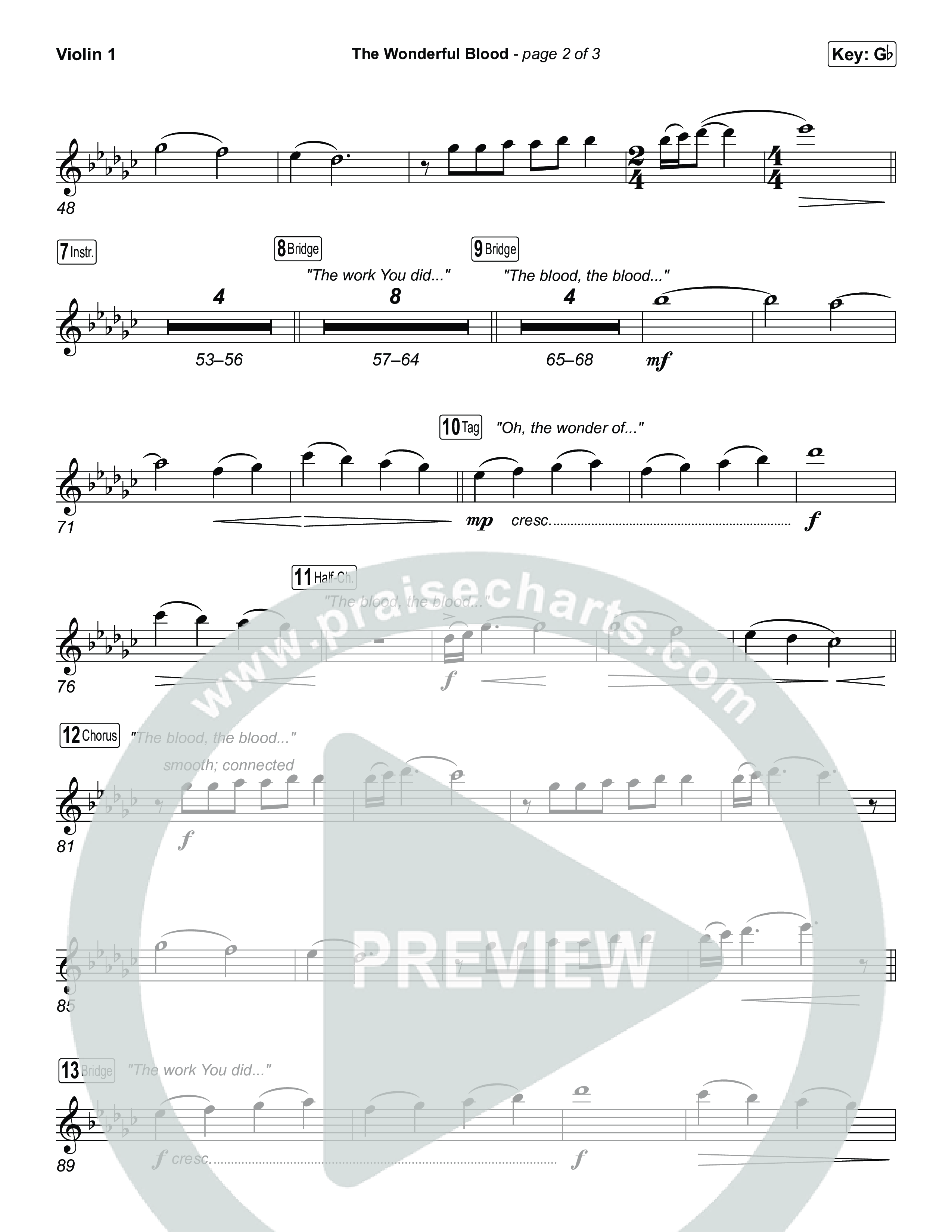 The Wonderful Blood (Choral/SATB) Violin 1 (Travis Cottrell / feat. Meredith Andrews / Arr. Mason Brown)