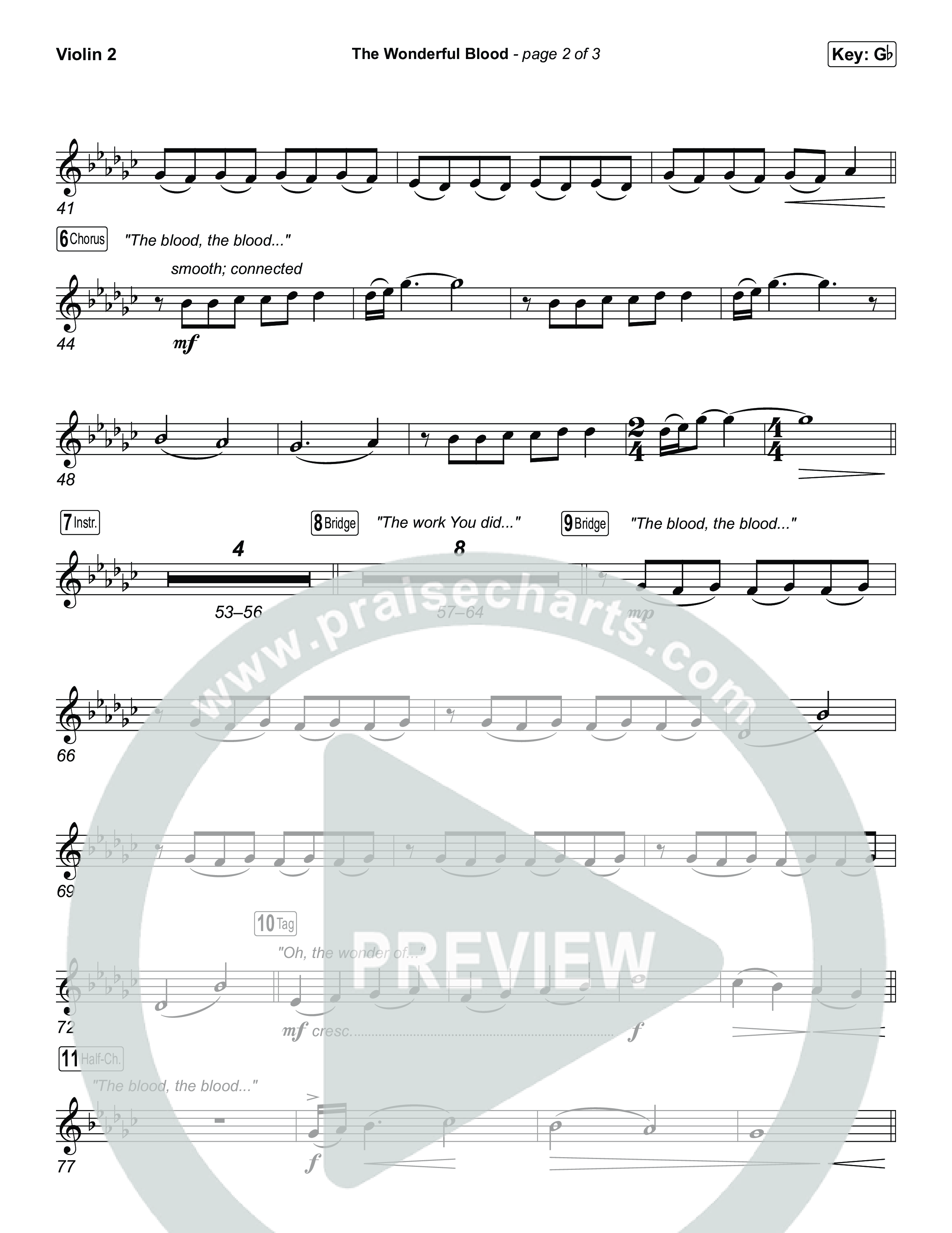 The Wonderful Blood (Choral/SATB) Violin 2 (Travis Cottrell / feat. Meredith Andrews / Arr. Mason Brown)